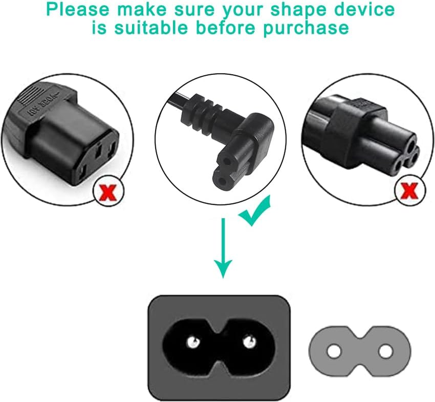 Aus 2Pin Mains Plug L Shape Figure 8 Angled C7 Power Cord 3M Australia Iec-C7 Power Cable 2X0.75Mm2 2 Cores for TV Xbox PS4 image number 3