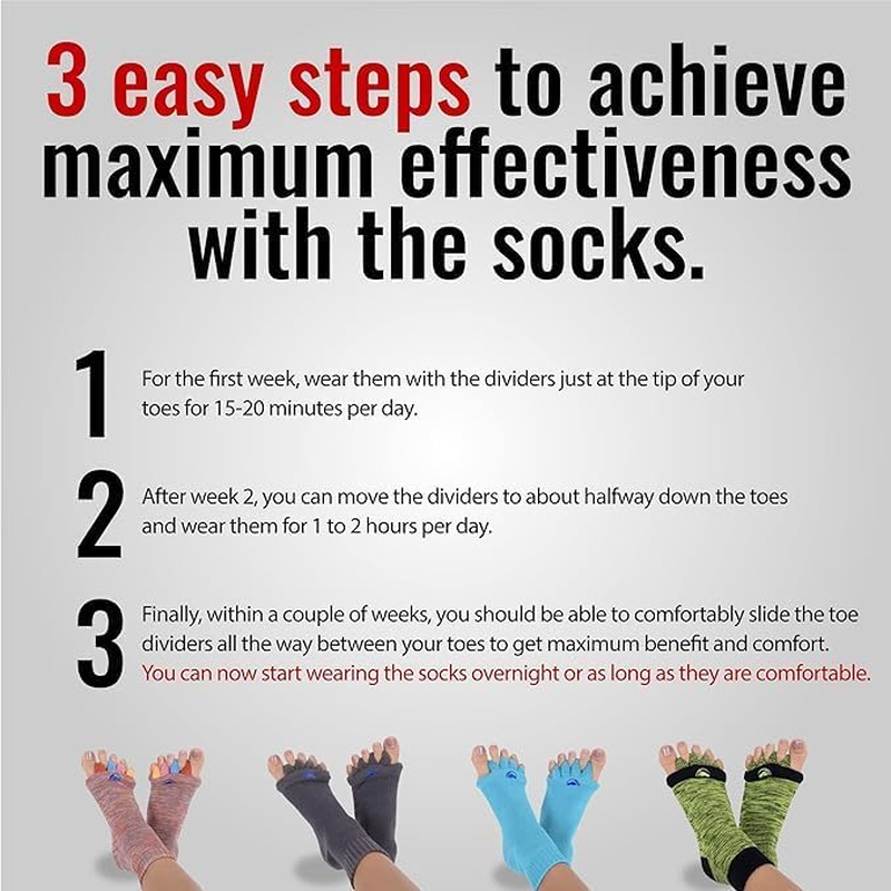 Foot Alignment Socks with Toe Separators by My Happy Feet | for Men or Women | White image number 5