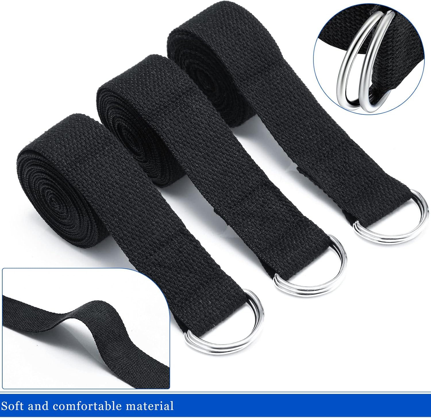 Leyndo 24 Pieces Yoga Strap for Stretching Yoga Exercise Adjustable Straps for Yoga Classes 6 Ft Non Elastic Yoga Belt with Adjustable D Ring Buckle for Pilates Gym Workouts Yoga Fitness - Classic image number 7