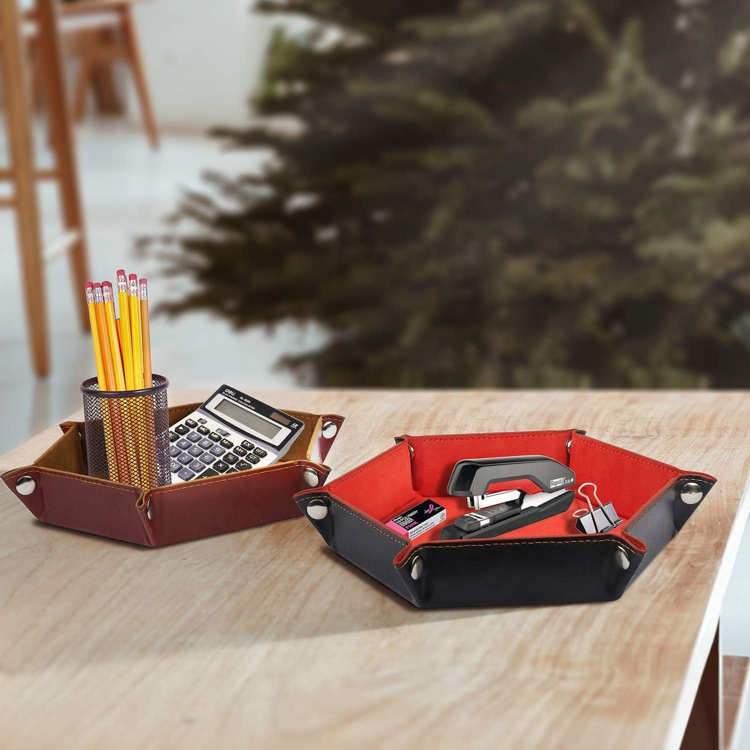 K.T. Fancy Dice Tray 8 Pieces Folding D&D Dice Tray Dice Holder Storage Box for Dice Rolling Tray PU Leather and Velvet image number 2