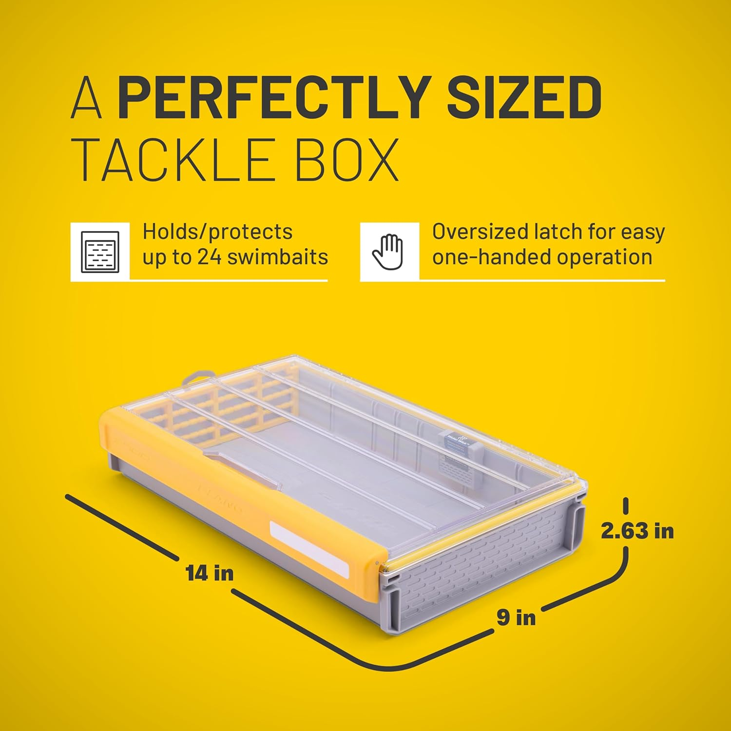 Plano Edge 3700 Swimbait Tackle Box, 14" L X 9" W X 2.63" H, Protects up to 24 Baits, Utility Boxes for Fishing, Rustrictor Rust Prevention Technology, Watertight Seal, EZ Labeling System