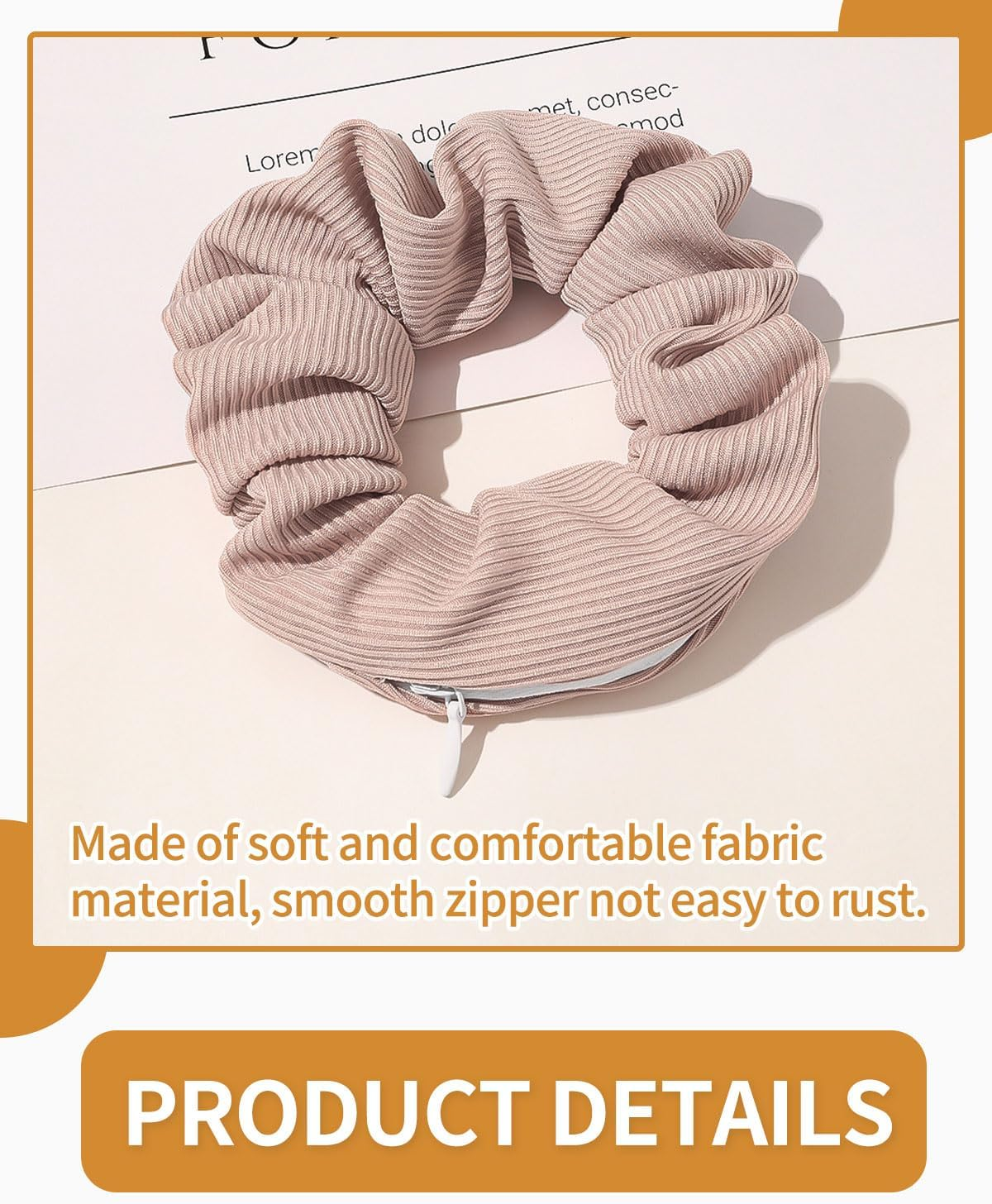 BPTRKOM Pack of 3 Hair Bobbles with Zip Pocket, Scrunchies Hair Rubber Bands Hair Bands Elastic Colourful Hair Accessories Hair Rope for Girls Women Ponytail image number 5