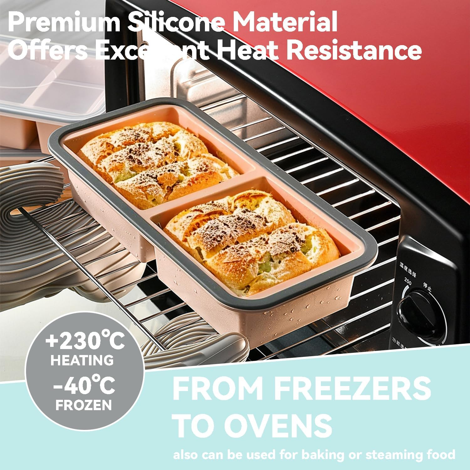 3 PACK Silicone Freezer Tray with Lids, Baby Food Freezer Containers, Oven Safe Dishwasher Safe, Multi-Size Freezer Moulds Ideal for Portioned Meal Prep Soup Leftovers Ice Cubes Baking (Blue) image number 4