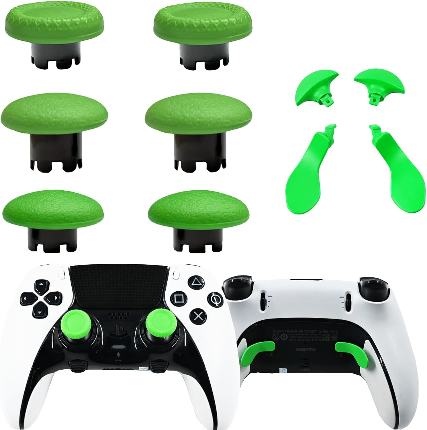 6 Pcs Metal Thumbsticks for PS5 Edge Controller, 4 Pcs Back Paddles Triggers Buttons for PS5 Dualsense Controller, Replacement Accessories Parts for PS5 Edge Controller Analog Joystick(Green) image number 3