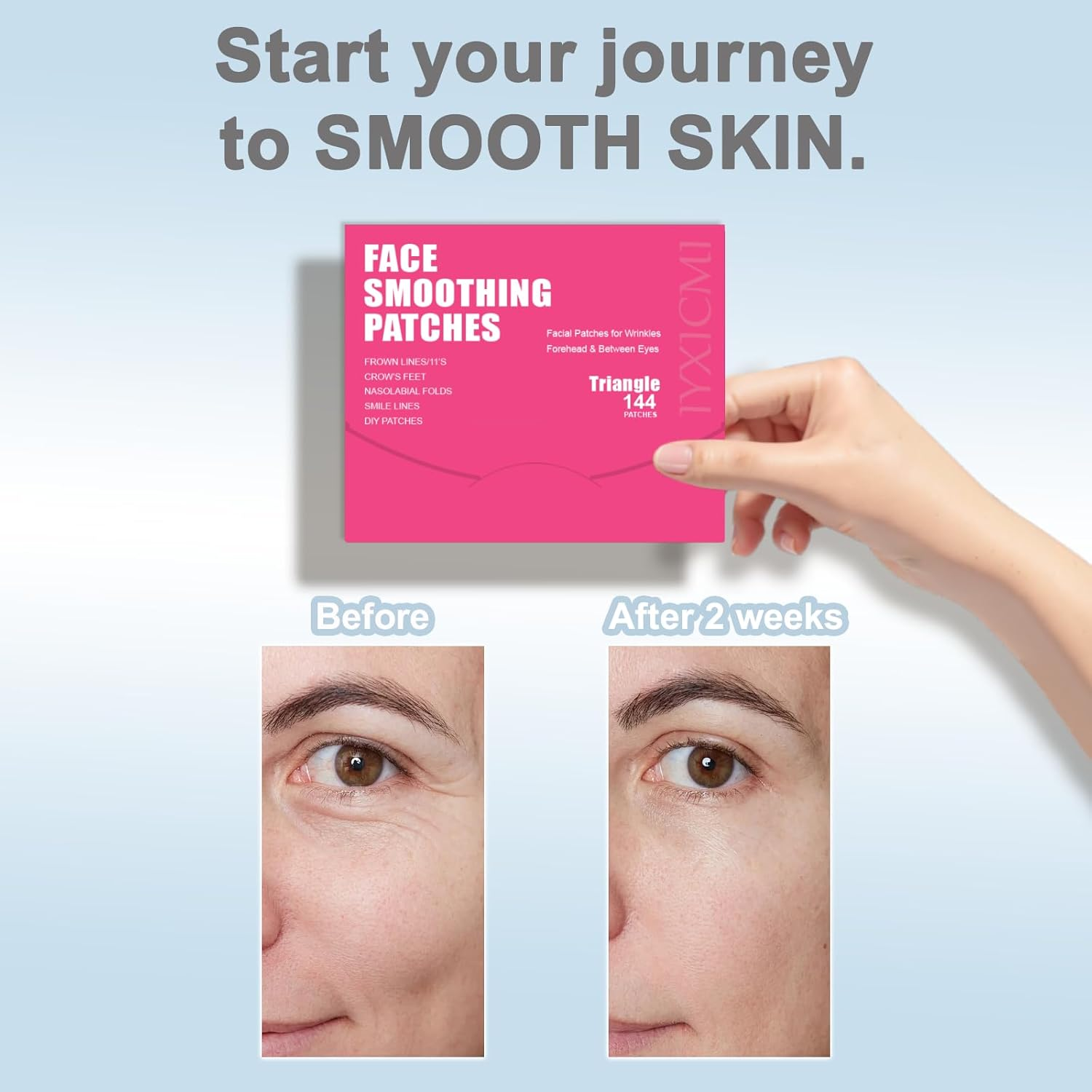 Wrinkle Patches - 144 PCS Forehead Wrinkle Patches, Face Tape for Smoothing 11'S, Eye, Mouth, Fine Lines - Forehead & between Eyes Overnight Use (Clear) image number 3