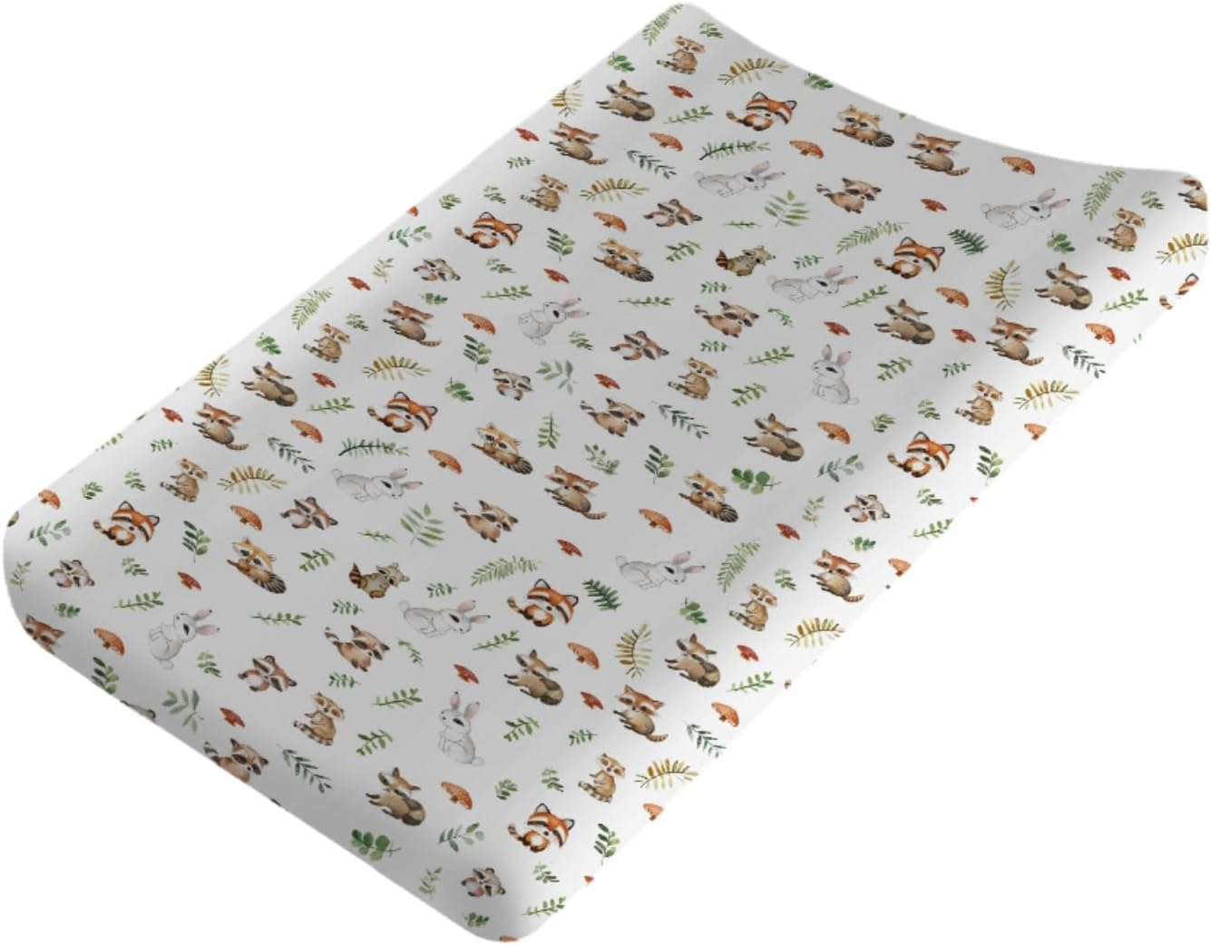 Wild Animals Baby Changing Pad Covers,Unisex Raccoons Rabbits Changing Pad Cover for Baby Girls Boys,Comfortable Breathable Changing Table Covers,Polyester Easy Care Diaper Changing Pad Table Sheets image number 3