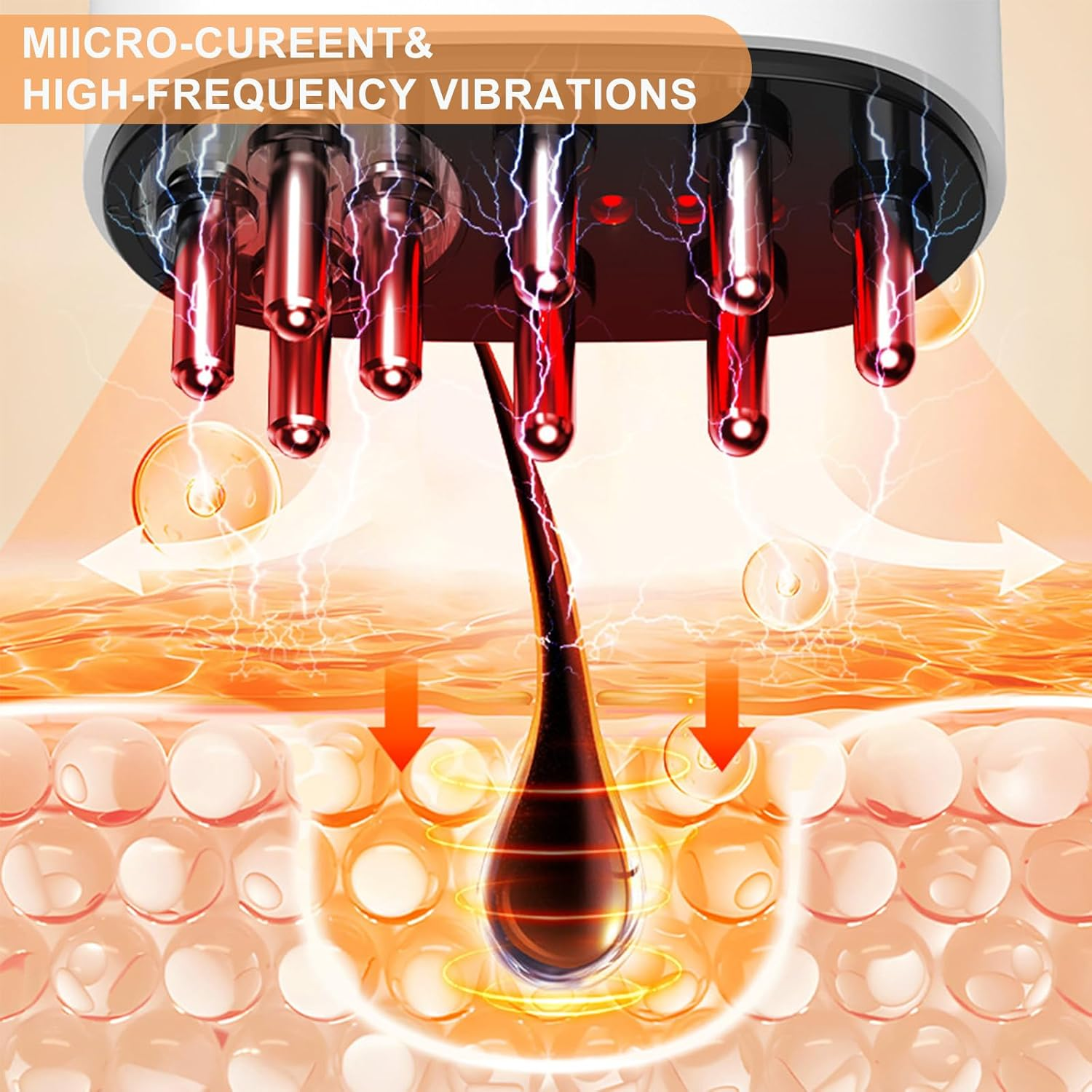 2 in 1 Hair Oil Applicator & Scalp Massager, Electric Oil Dispenser for Hair Growth, Red Light Therapy Scalp Massager for Hair Treatment & Essential Oils