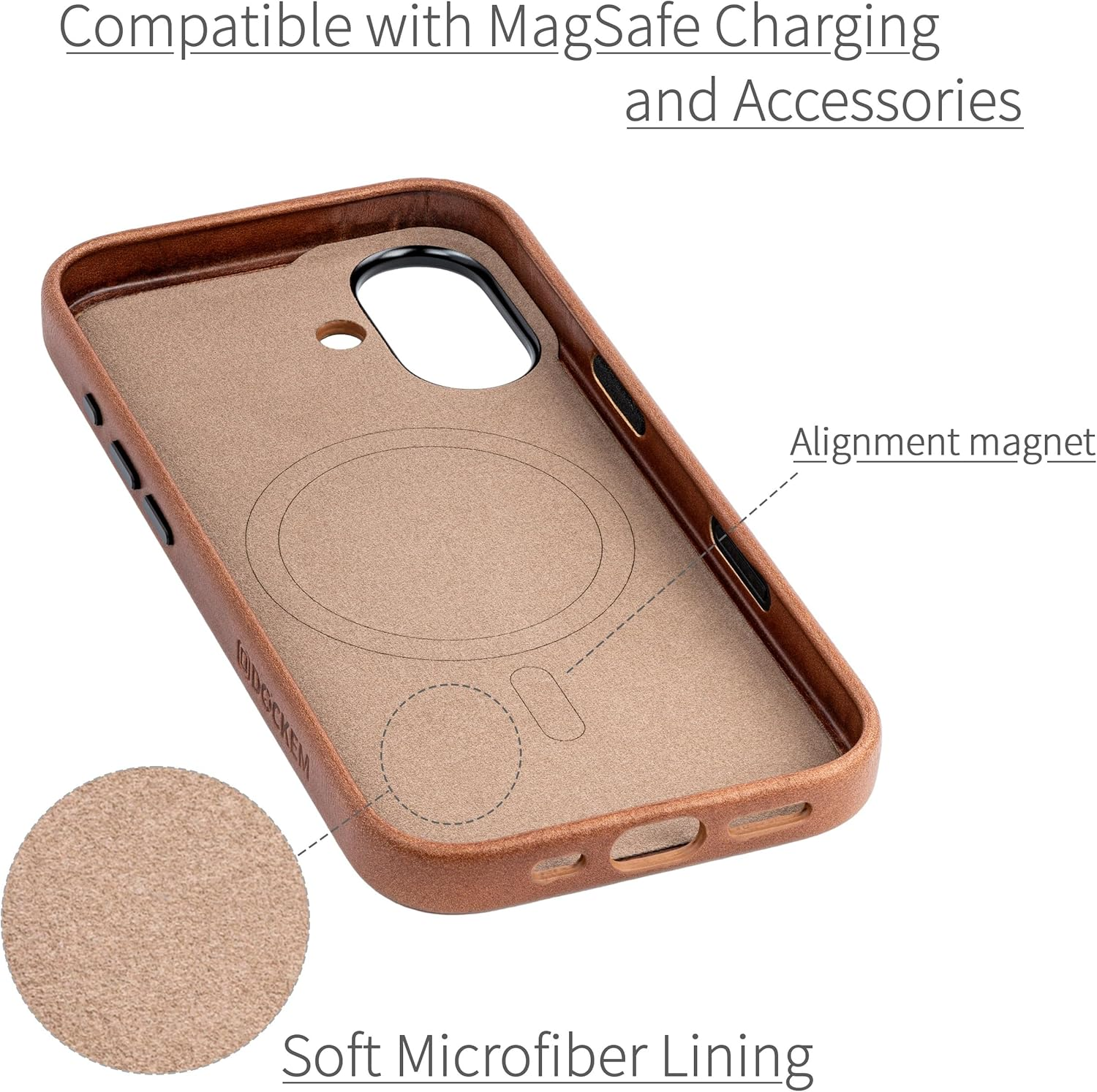Dockem Genuine Leather Case for Iphone 17 Compatible with Magsafe, with Capacitive Camera Control Button (MSGL, Brown) image number 4