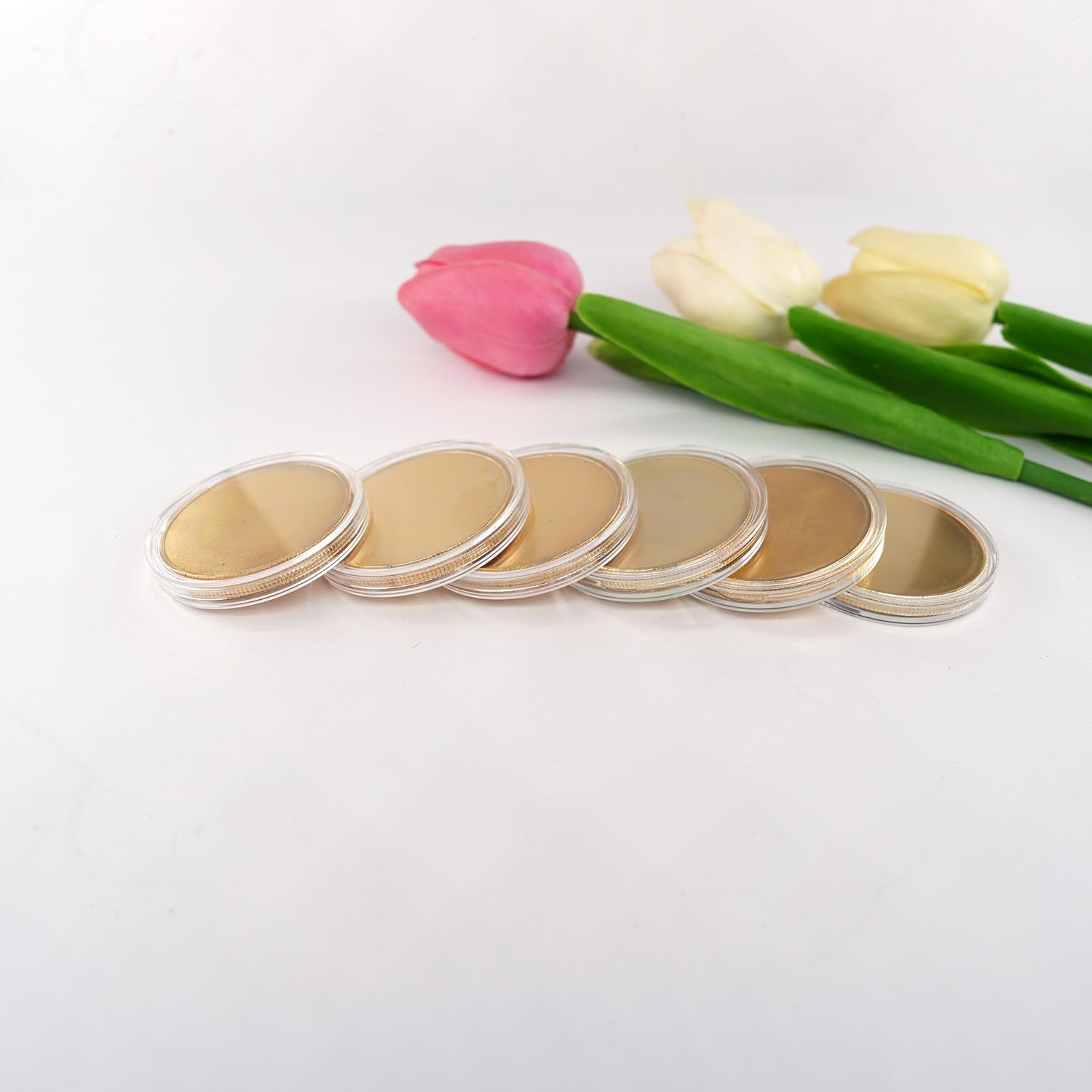 6PCS Blank Challenge Coins for Laser Engraving, 40Mm Blank Metal Coins with Acrylic Protection Box for Travel Birthday Commemorative Collection Supplies (Golden) image number 4
