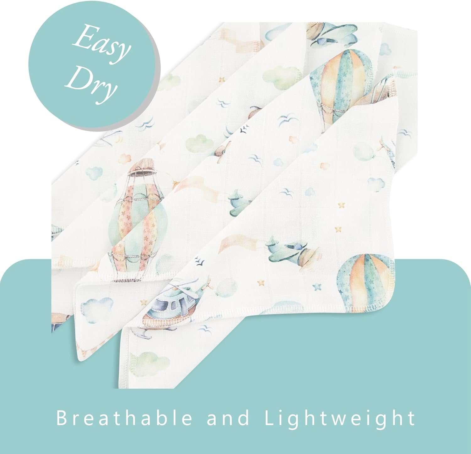 Funnababy Baby Muslin Cloths for Newborn &ndash; Pack of 8, Thin and Quick Dry, Extra Soft Face Muslin, 100% Cotton, Fabric Washcloth, Square Cloth for 0-6 Months, Starter Baby Essential, 30X30 Cm image number 5