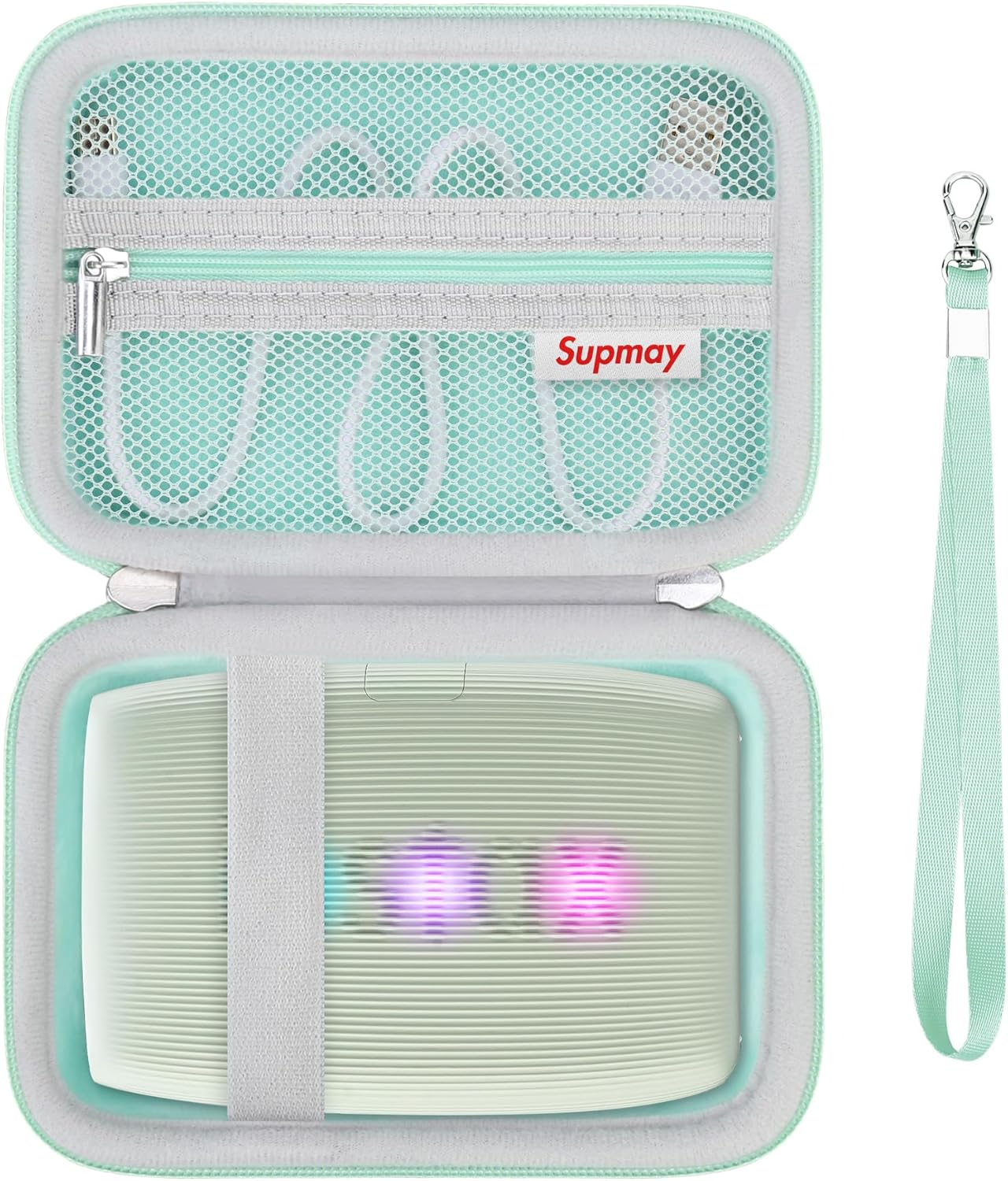 Supmay Hard Carrying Case for Fujifilm Instax Mini Link 3/2 Smartphone Printer, Travel Storage Case with Mesh Pocket for USB Cable, Instax Mini Film, White