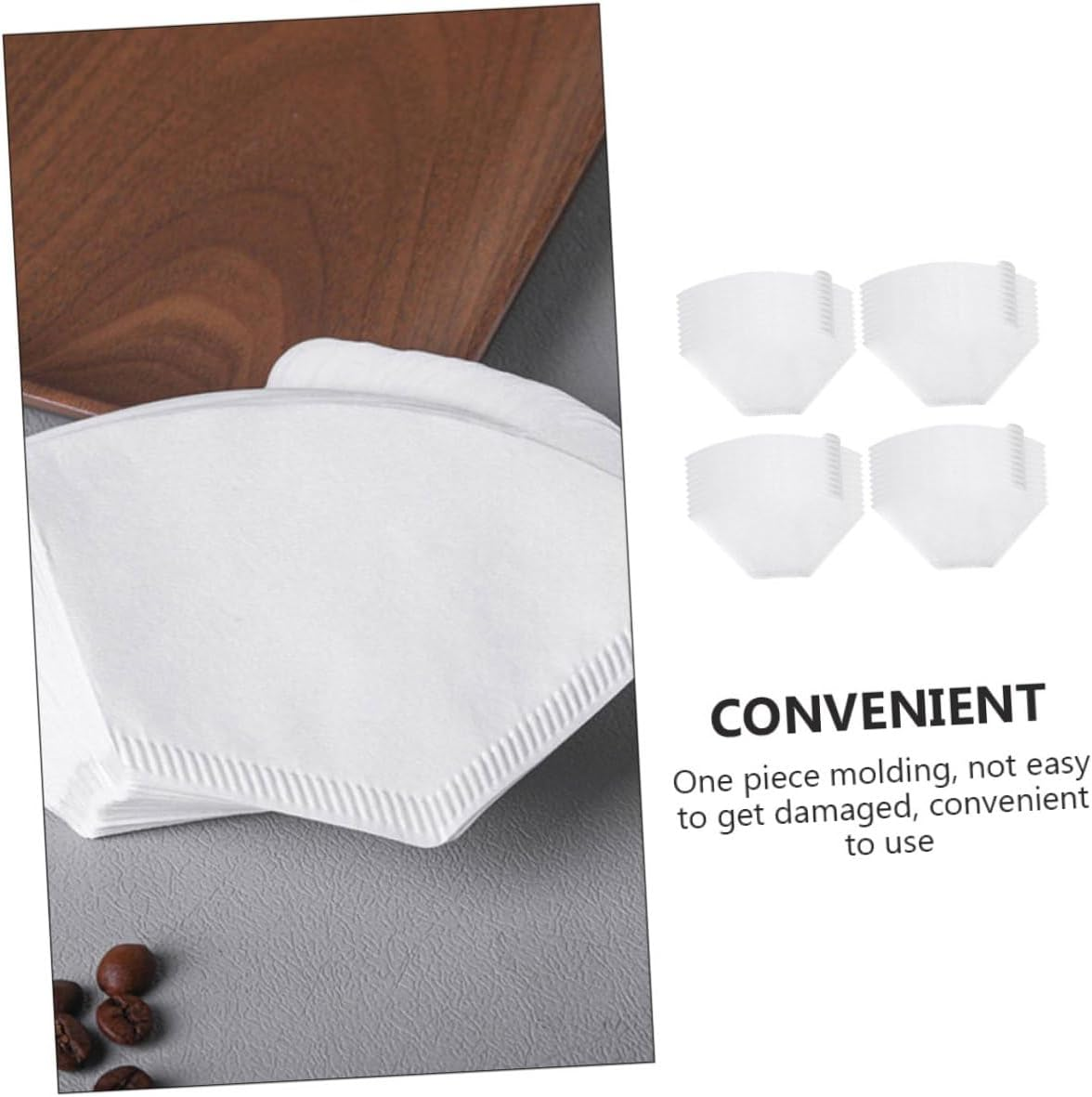 FUNNETOYU 200Pcs Disposable Coffee Filter Paper Cones Unbleached White for Home Espresso Brewing Easy-Use Compact Even Flow Compatible with Standard Coffee Makers image number 3