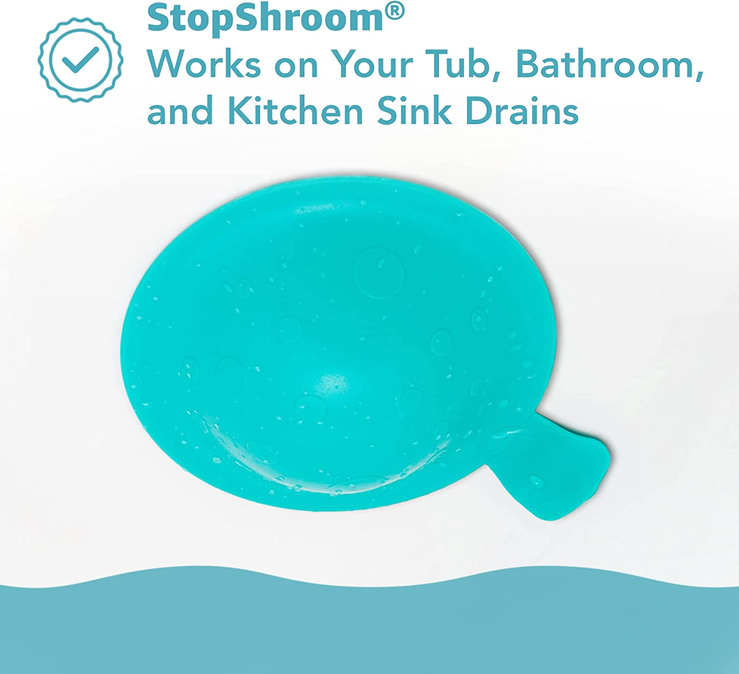 Stopshroom STBLU232 Universal Stopper Plug Cover for Bathtub, Bathroom and Kitchen Drains, Aqua - Aqua image number 3