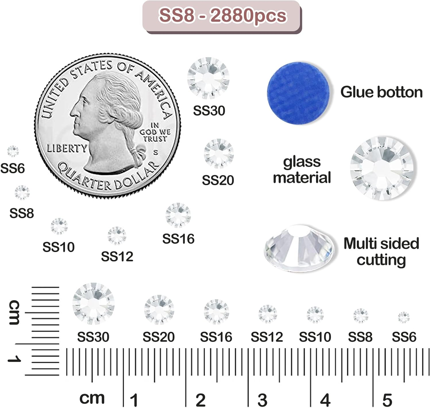 Queenme 3300Pcs Clear Hotfix Crystals Mixed Size Flatback Rhinestones for Clothes Shoes Crafts Hot Fix round Glass Gems Stones Flat Back Iron on Rhinestones for Clothing 2MM-6MM image number 3