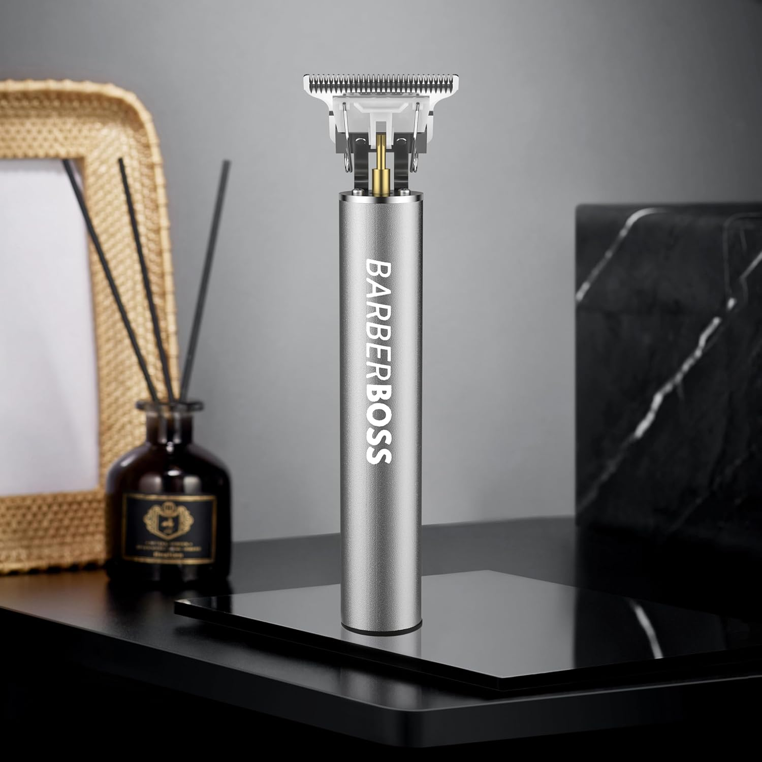 Barberboss T-Blade Beard and Hair Trimmer for Men, Cordless Precision Trimmer, Rechargeable Trimmer with 3 Attachment Combs, Precision Care for Beard, Sideburns and Neck, Silver Grey image number 5