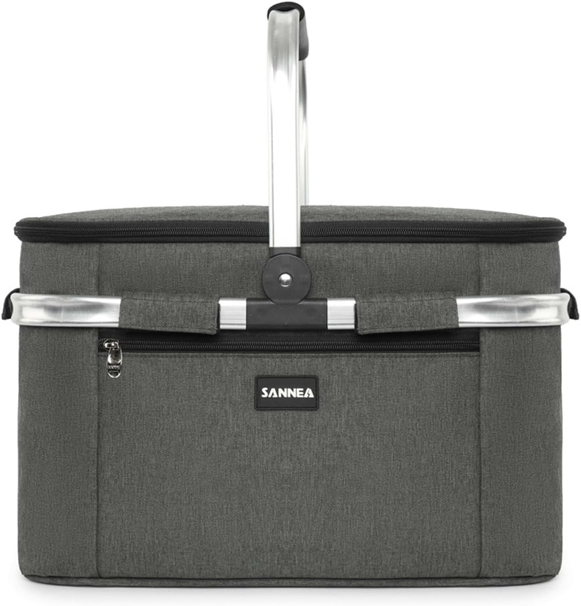 Large Insulated Picnic Basket, 29L Collapsible Cooler Tote with Handle and Lid, Reuasble Leakproof Thermal Shopping Travel Bag for Outdoor, BBQ, Camping, Delivery (Navy Blue)