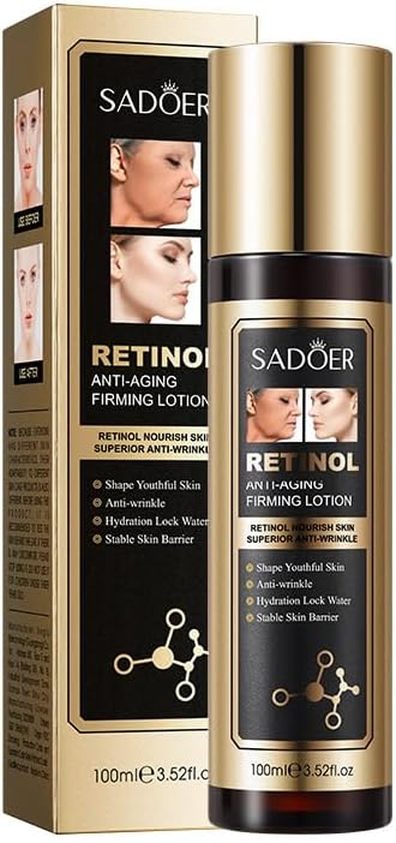 Retinol Water Emulsion anti Wrinkle and Firming Lotion, Moisturizing, Nourishing and Tender Skin.(Lotion 100Ml)