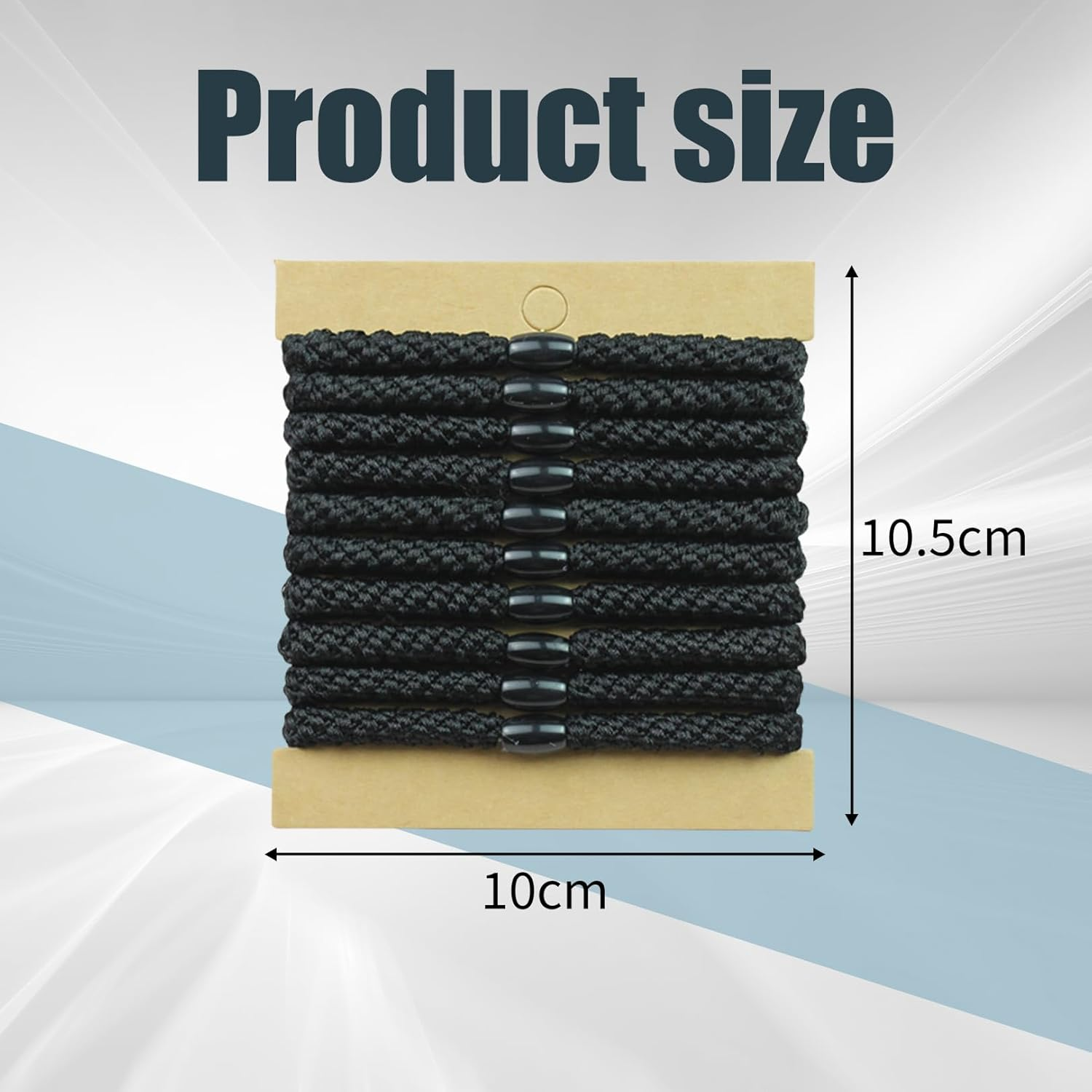 Pack of 10 Hair Bobbles for Girls, Black Elastic Bands, Scrunchies Girls Set, Braided Scrunchies without Metal, Hair Bands, Ponytail Holder for Thick Hair and Curly Hair (Black) image number 1