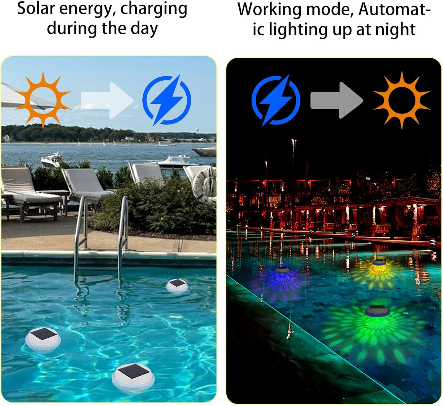 2Pcs Solar Floating Pool Lights, Waterproof Multi-Color Changing LED Solar Pool Lights Decoration for Garden Pond Fountain Wedding Party image number 3