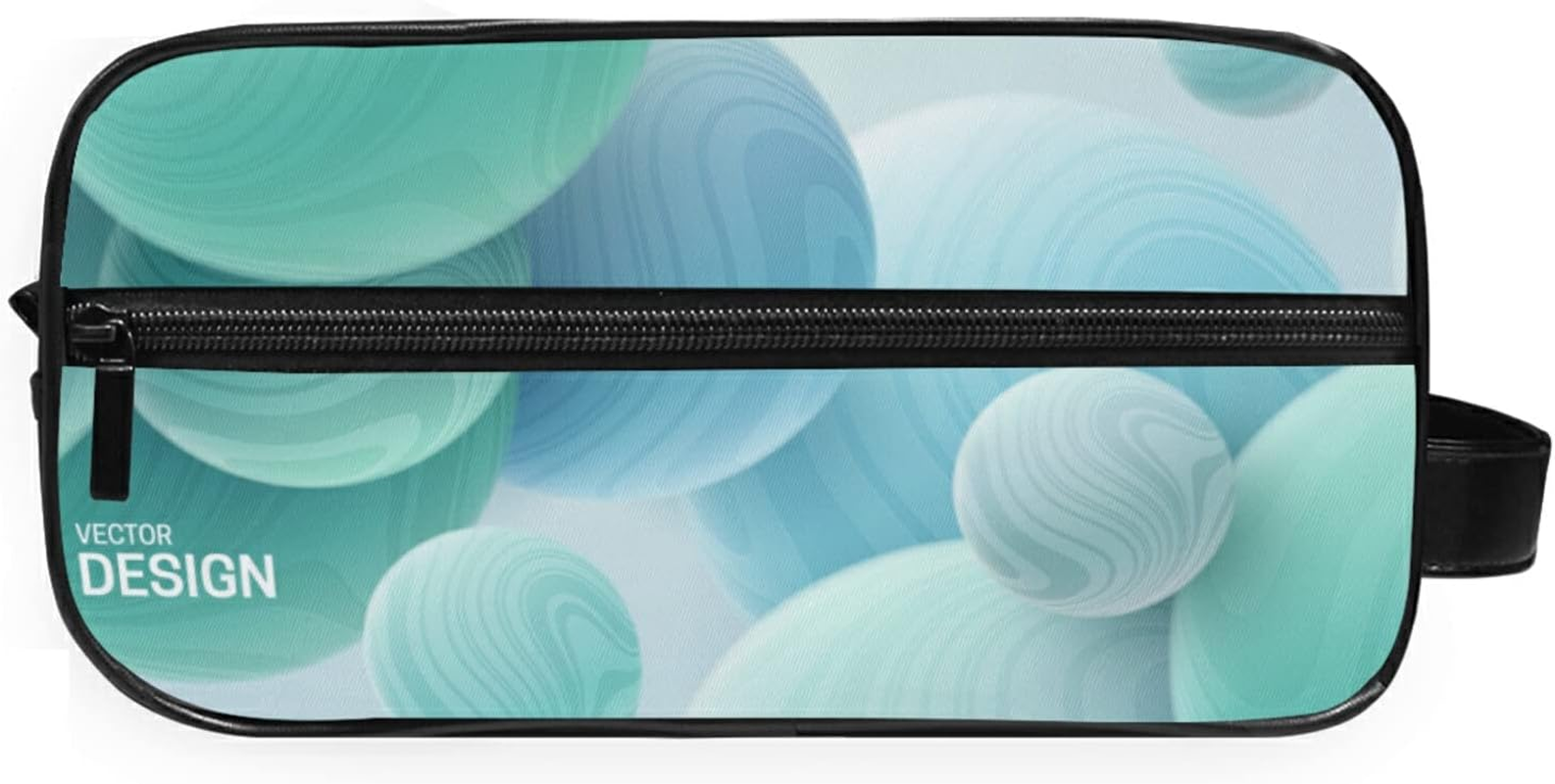 Toiletry Bag Unisex Cosmetic Bag Funny Dinosaurs Travel Organizer PU Leather Travel Cosmetic Case, 3D Marbled Spheres, One Size - 3D Marbled Spheres image number 6