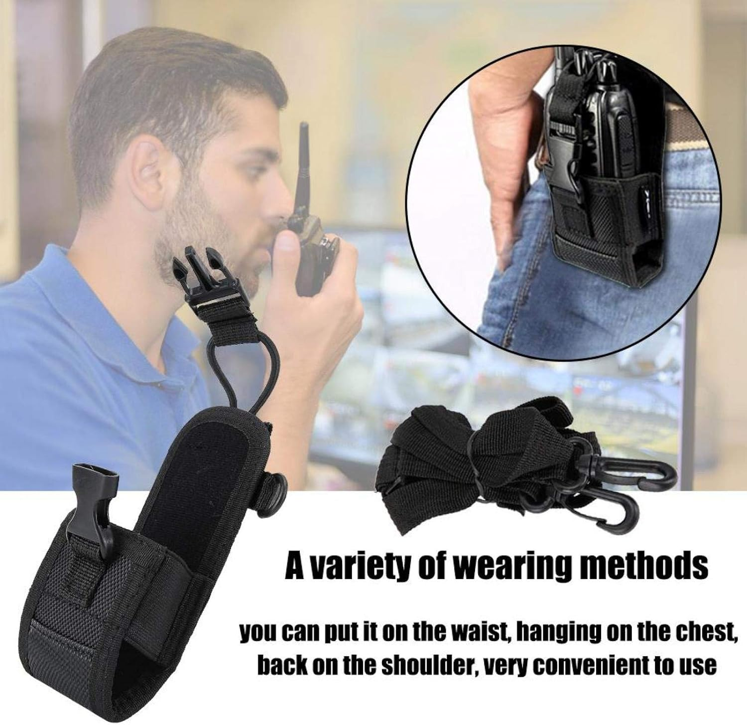Folany Walkie Talkie Holder, Universal Pouch Case for Two Way Radio, Adjustable Shoulder Strap, Multi-Function Pouch for Police, Fire, Rescue Personnel image number 6