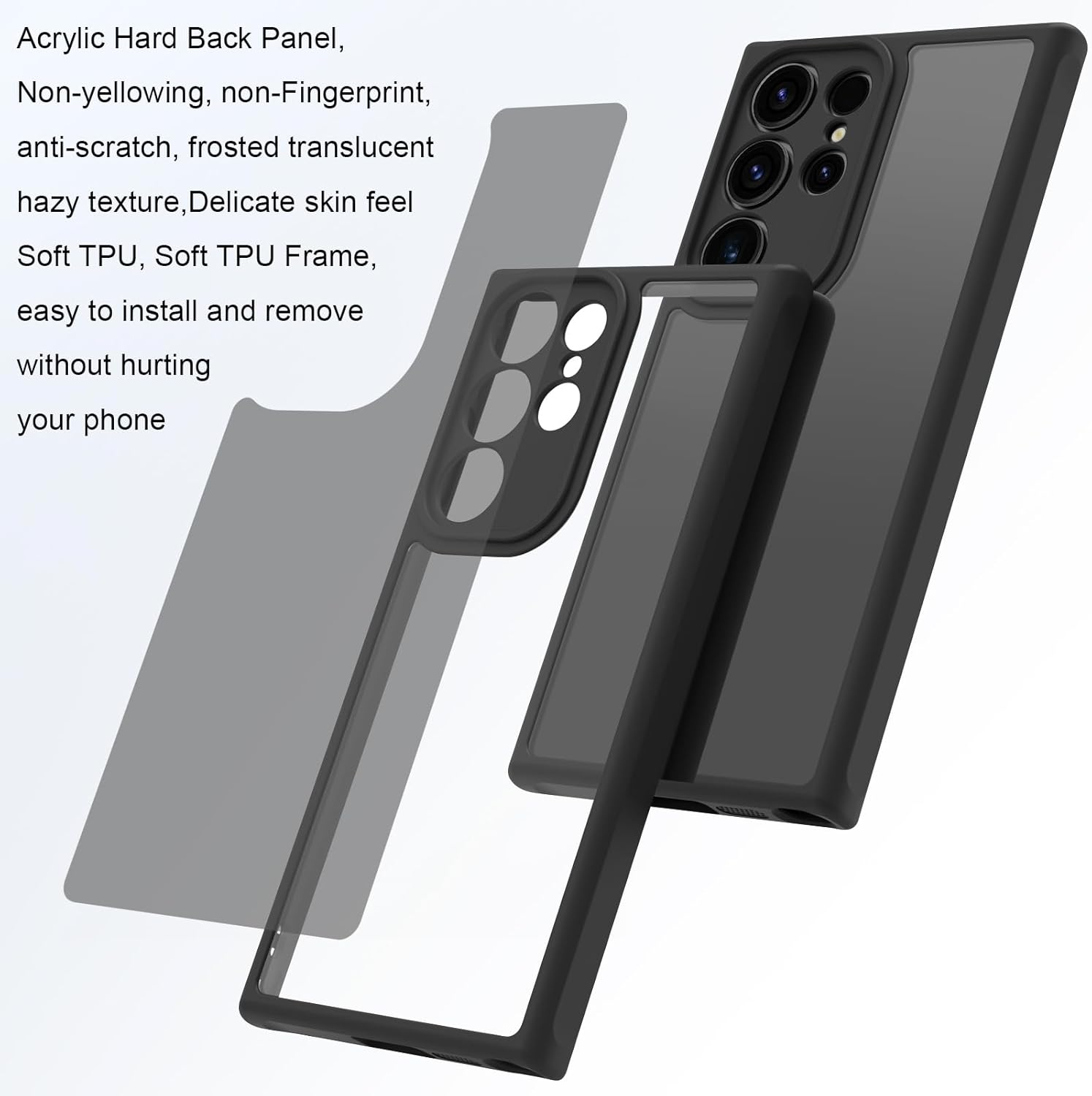 Matte Case for Samsung Galaxy S23 Ultra Case, Shockproof Drop Protection Anti-Fingerprint, Frosted Translucent Back Phone Cover for Samsung S23 Ultra Case 5G - Samsung Galaxy A16 image number 2