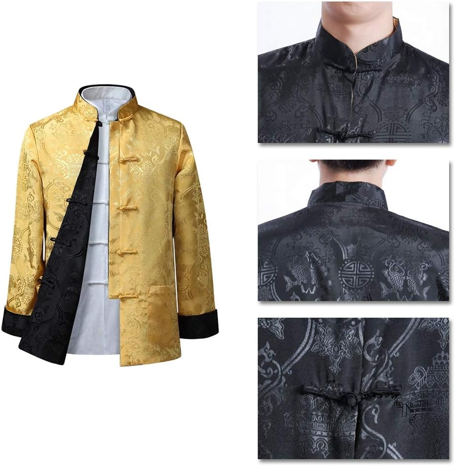 Men/Women Chinese Tang Suit Tops - Both Sides Coating Jacket Long Sleeve Martial Arts Kung Fu Shirts Chinese Tang Suit National Costumes image number 4