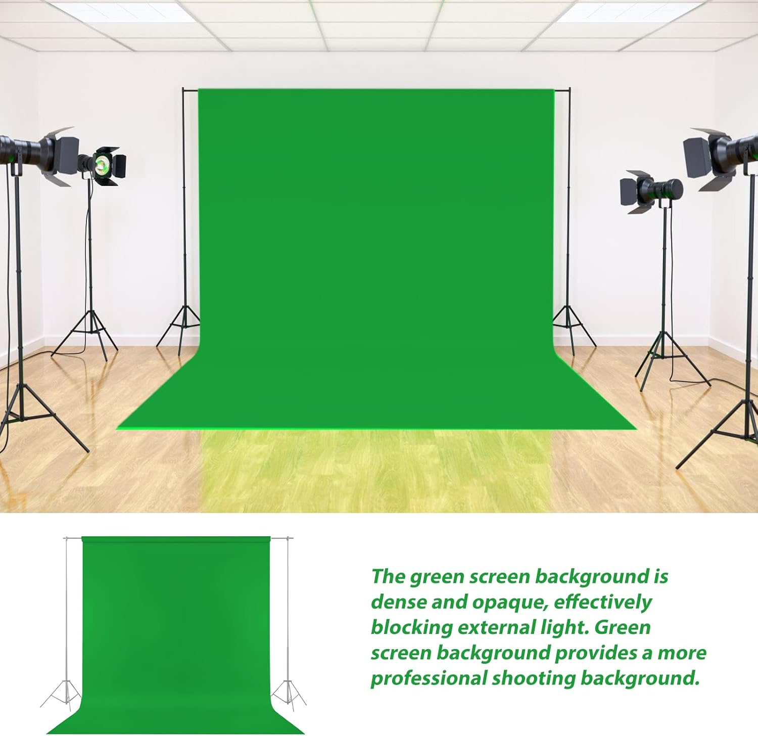 WIYETY 150 X 300 Cm Green Screen Background: Photo Wall Background Washable, Green Screen Background for Photography Video and TV Recording