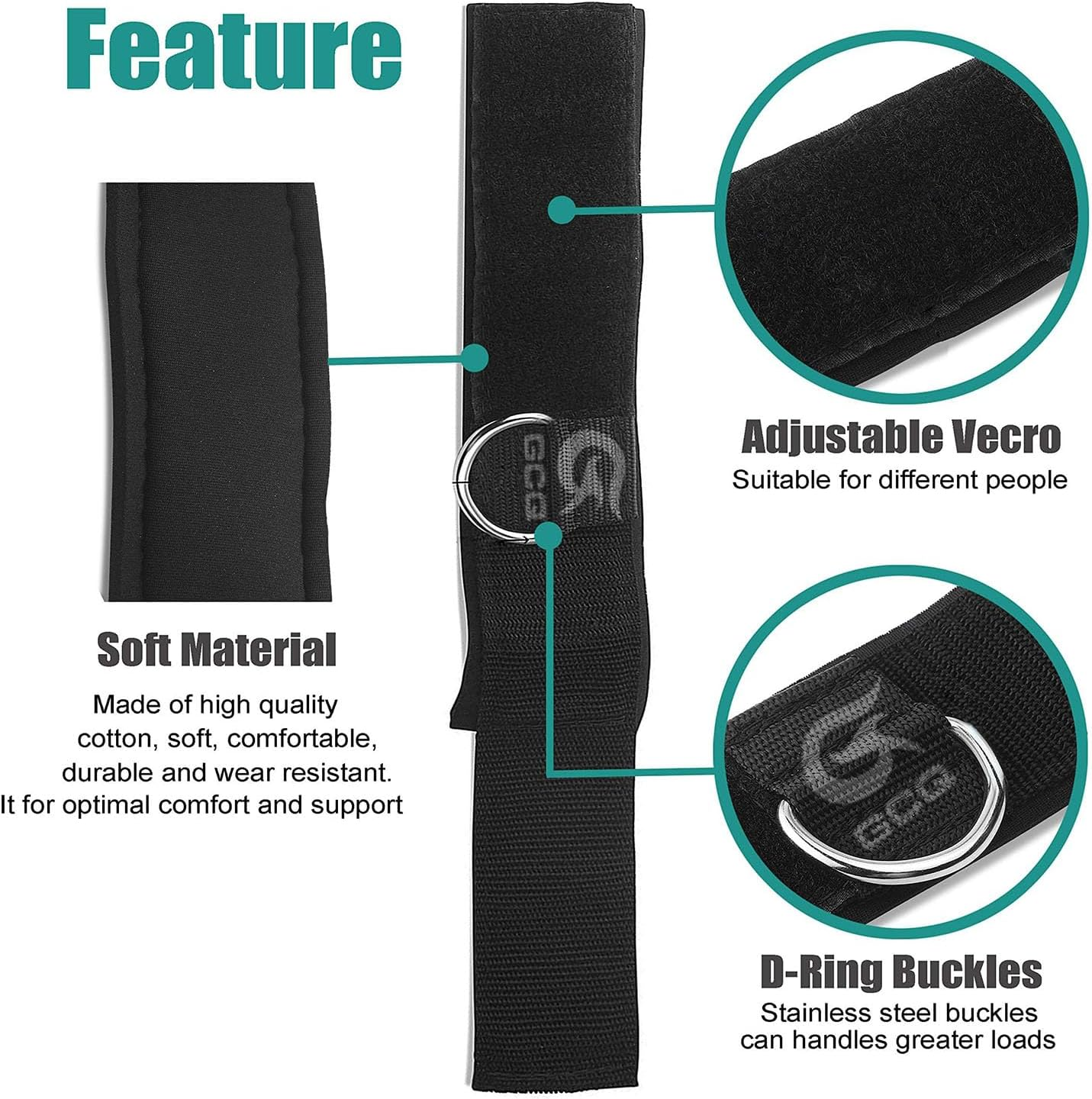 2 Packs Fitness Ankle Straps Ankle Workout Strap Exercise Adjustable Neoprene Padded D Ring Exercises Belt Band for Gym Machines Cable Machines Leg Extensions, Abs and Glute Exercises image number 4