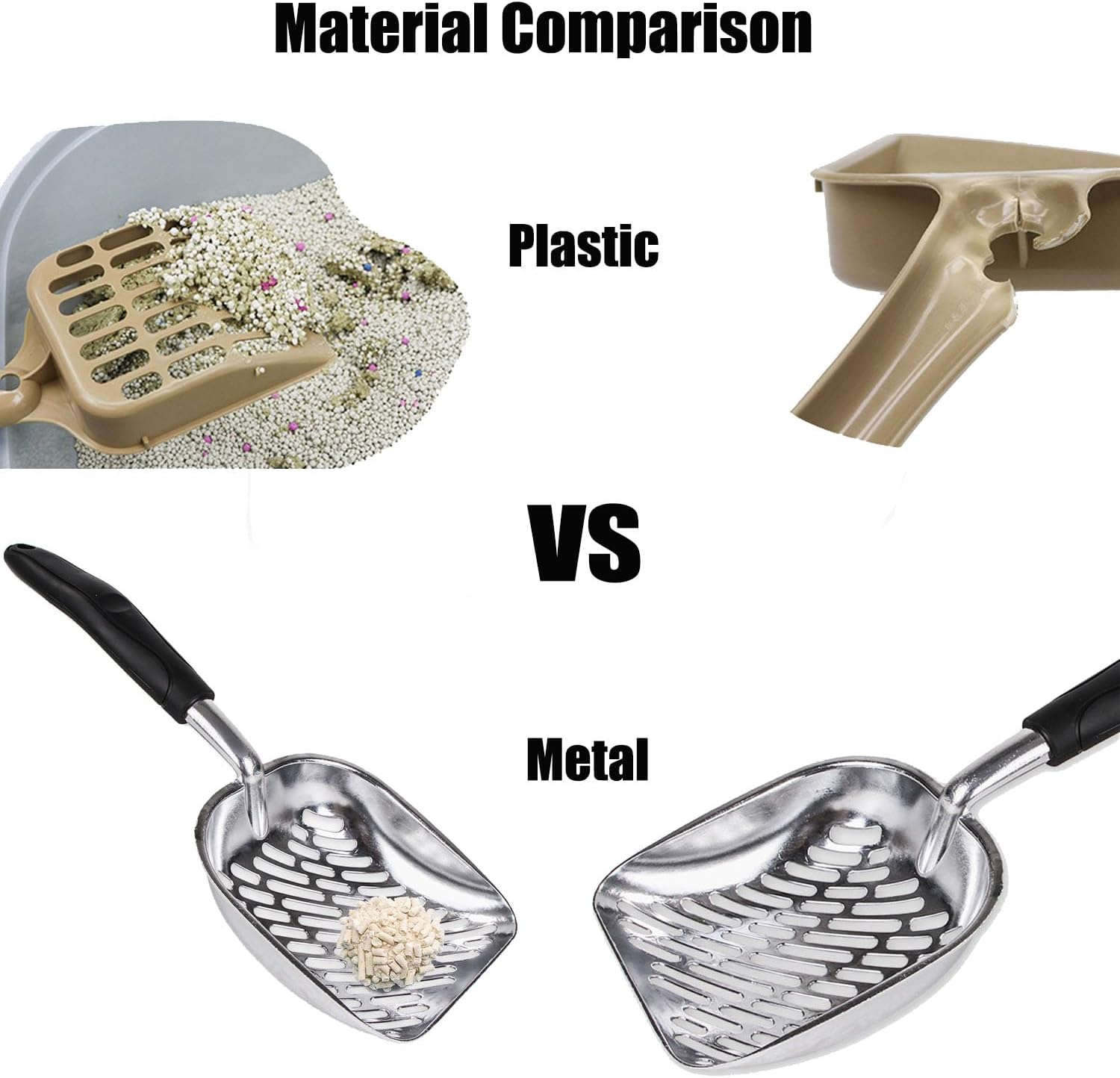 Cat Litter Scoop, Aluminum Alloy Sifter, Metal Scooper, Deep Shovel, Long Handle, Poop Sifting, Kitten Pooper Lifter, Durable Kitty Litterbox Poop Sifter, Premium Multicat Cat Litter Scoop image number 3