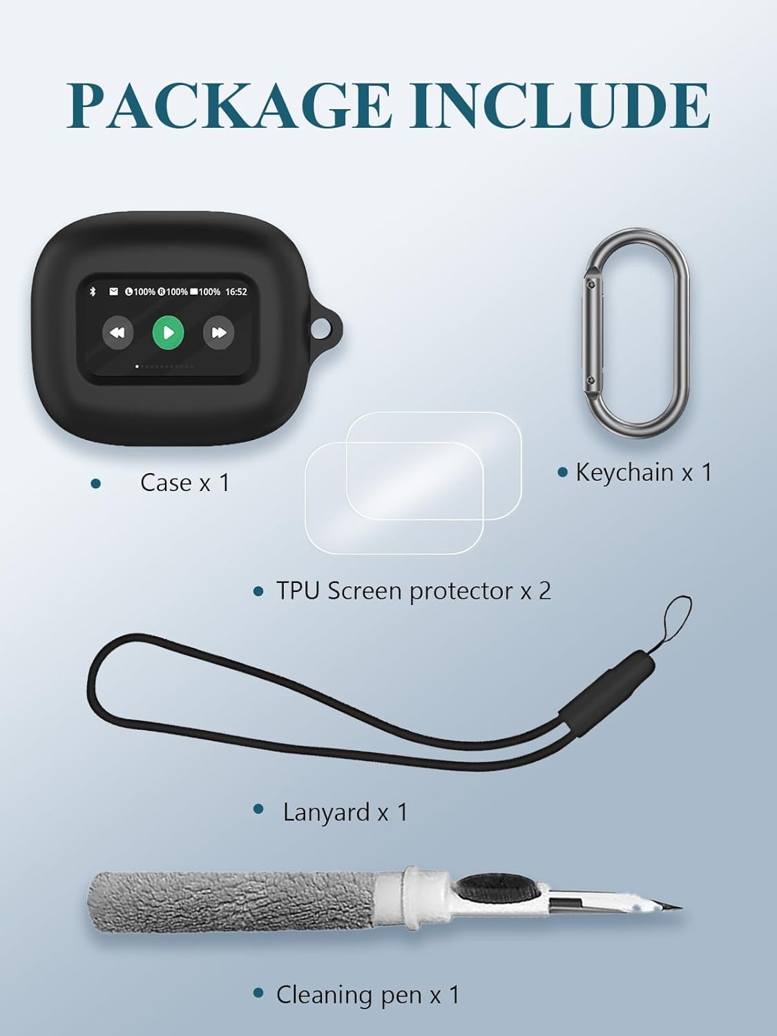 Case for Live Beam 3/ Buds 3/ Flex 3 Earbuds, Soft Silicone Protective Portable Scratch Shock Resistant Compatible with Shell with Cleaner Kit & Carabiner & Lanyard,Black image number 3