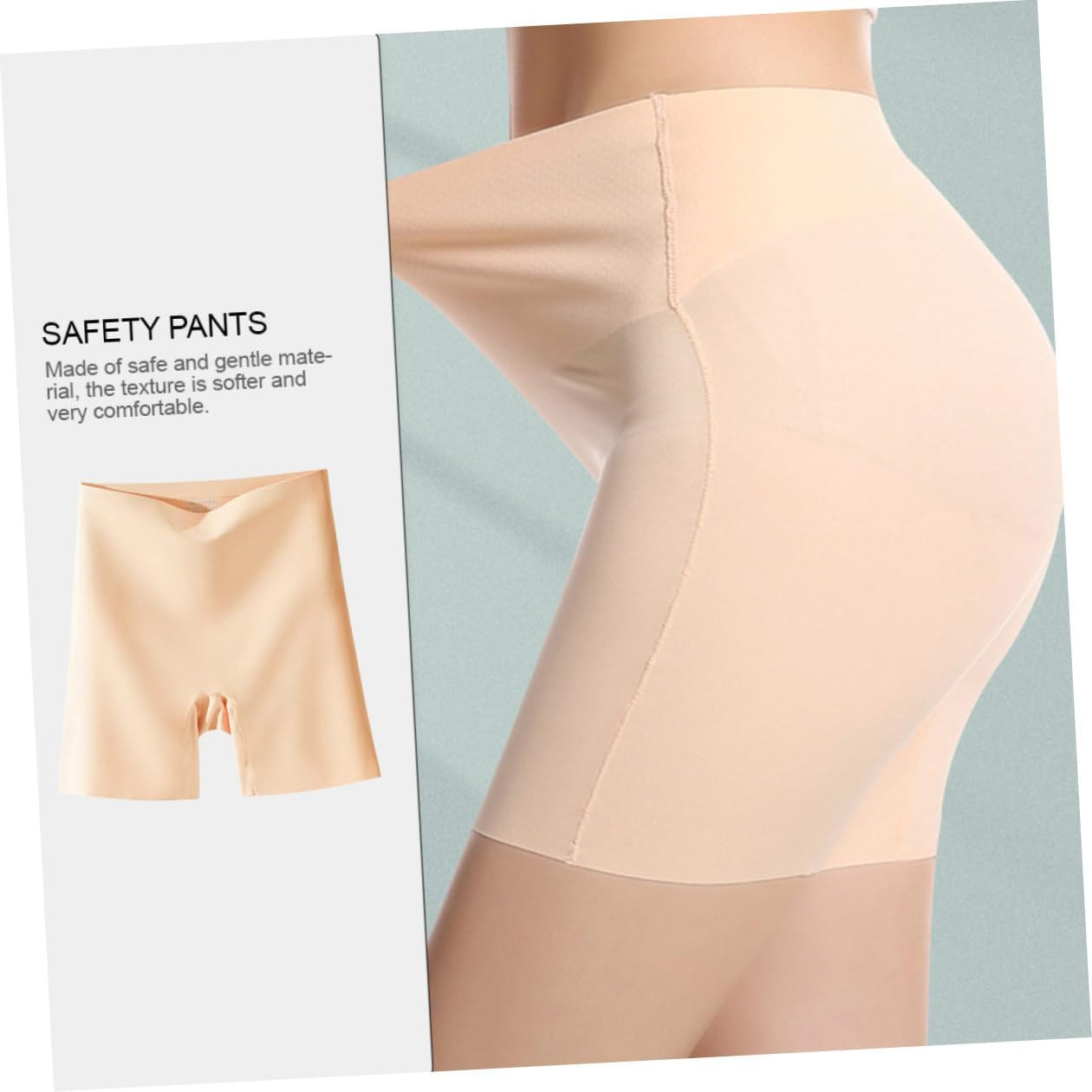 Healvian High Waist Maternity Underwear Women Panties Breathable Ice Silk Seamless Anti-Exposure Safety Shorts Tummy Control for Pregnancy and Postpartum Khaki image number 5