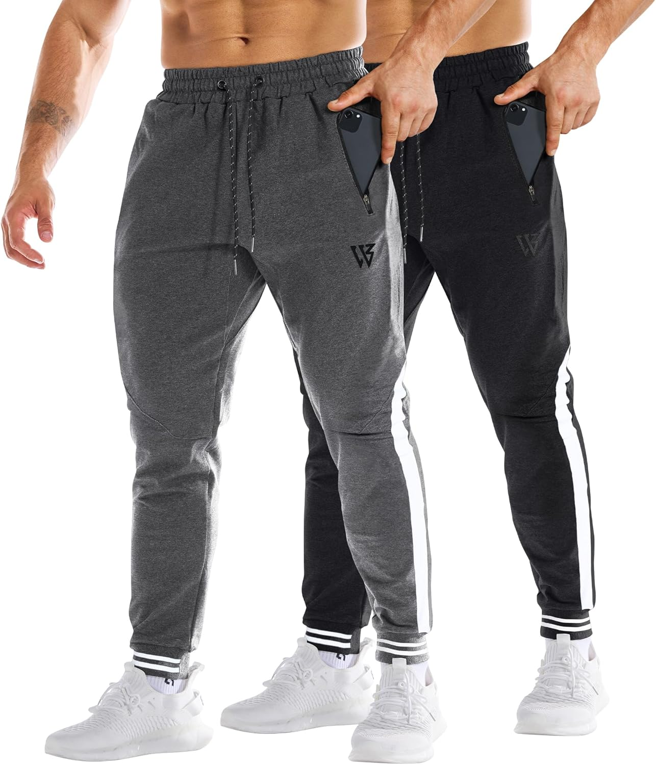 ZENWILL Men'S 3-Zip Gym Track Pants,2 Pack Mesh Leg Casual Workout Sports Joggers Pants Athletic Running Sweatpants with Pockets