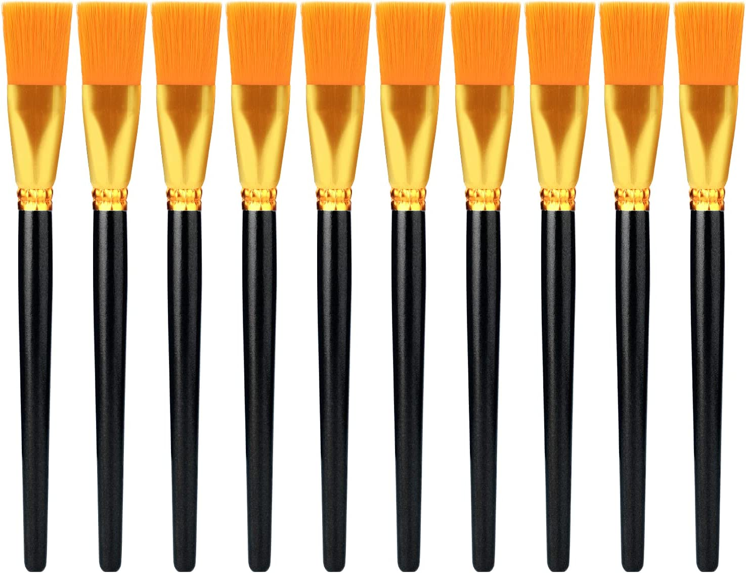 10Pcs Flat Paint Brushes 1 Inch Wide, Watercolor Acrylic Paint Brush Bulk Synthetic Nylon Oil Painting Brushes for Artists Professional Amateurs Gouache & Acrylic Painting (Bright Black) image number 4