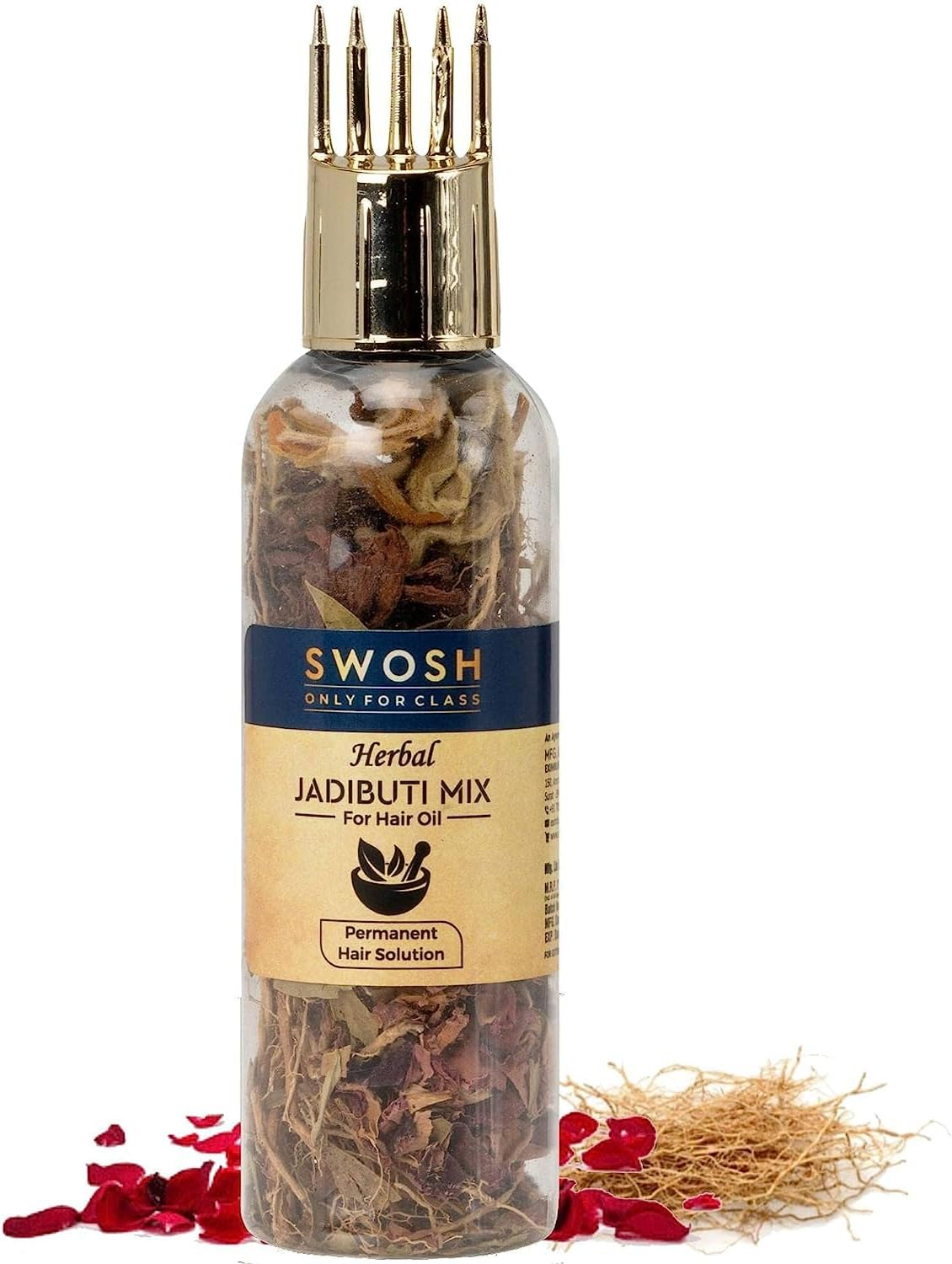 SWOSH Ayurvedic Herbs and Herbal Dry Jadibutti Mixture for Hair Oil Infusion 10 Gram(0.35 Oz) Bottle with Comb Applicator image number 6