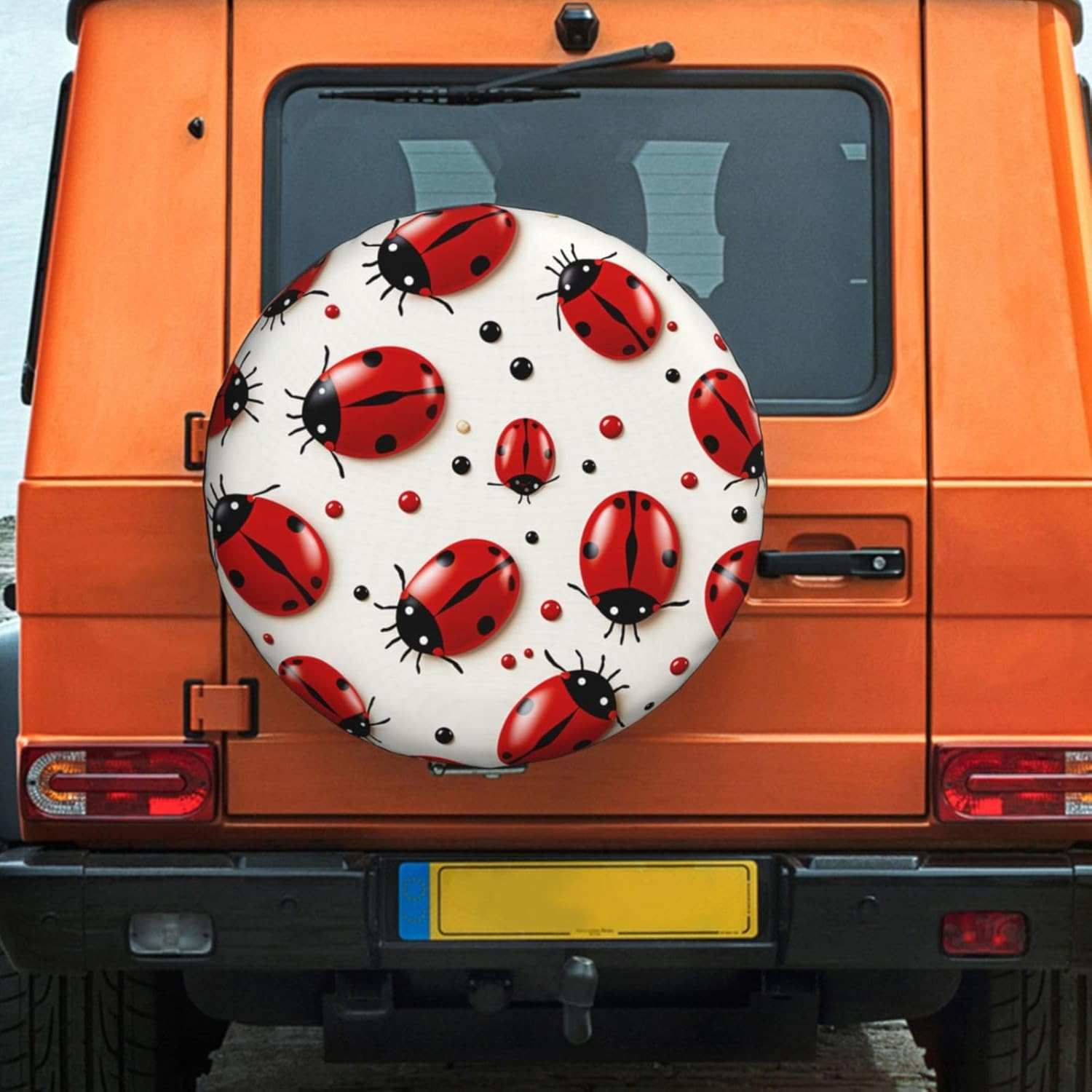 Red Ladybug Spare Tire Cover Weatherproof Automotive Wheel Cover Waterproof Dust-Proof Tire Protectors Travel Trailer Camper Tire Covers Universal 16 Inch image number 4