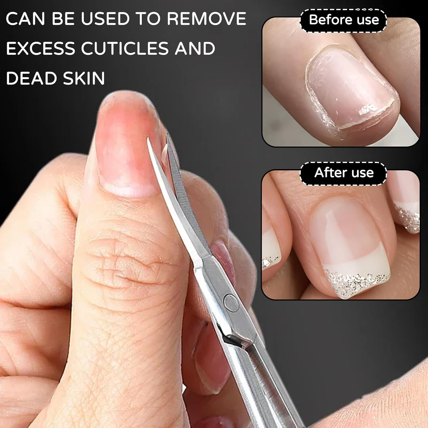 Cuticle Scissors, Extra Fine, Cuticle Scissors, Cuticle Cutter, Professional Cuticle Scissors with Curved Tip for Precise Shortening, Removal of Cuticles, Eyebrows and Eyelashes image number 5