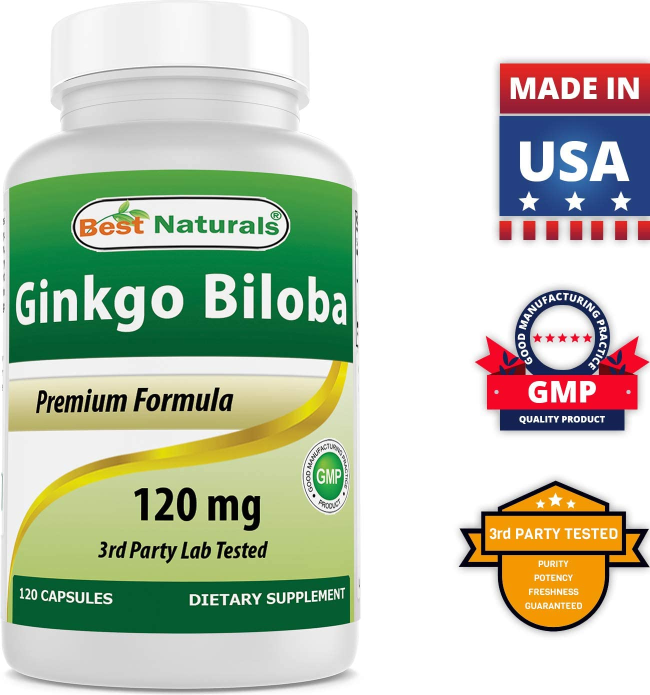 Best Naturals Ginkgo Biloba Extract 120Mg 120 Capsules (120 Count (Pack of 2)) image number 2