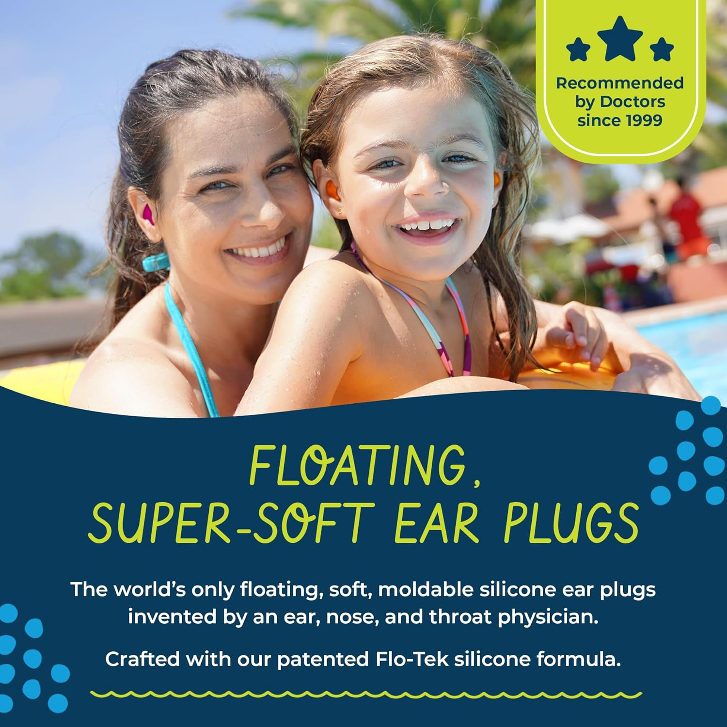 Earvolution Floating Putty Buddies Ear Plugs for Swimming - Invented by an Ear Physician - Moldable, Premium, Silicone - Floats on Water - Waterproof - Made in the USA - 3 Pack - Blue/Red/Green - Blue/Red/Green image number 4