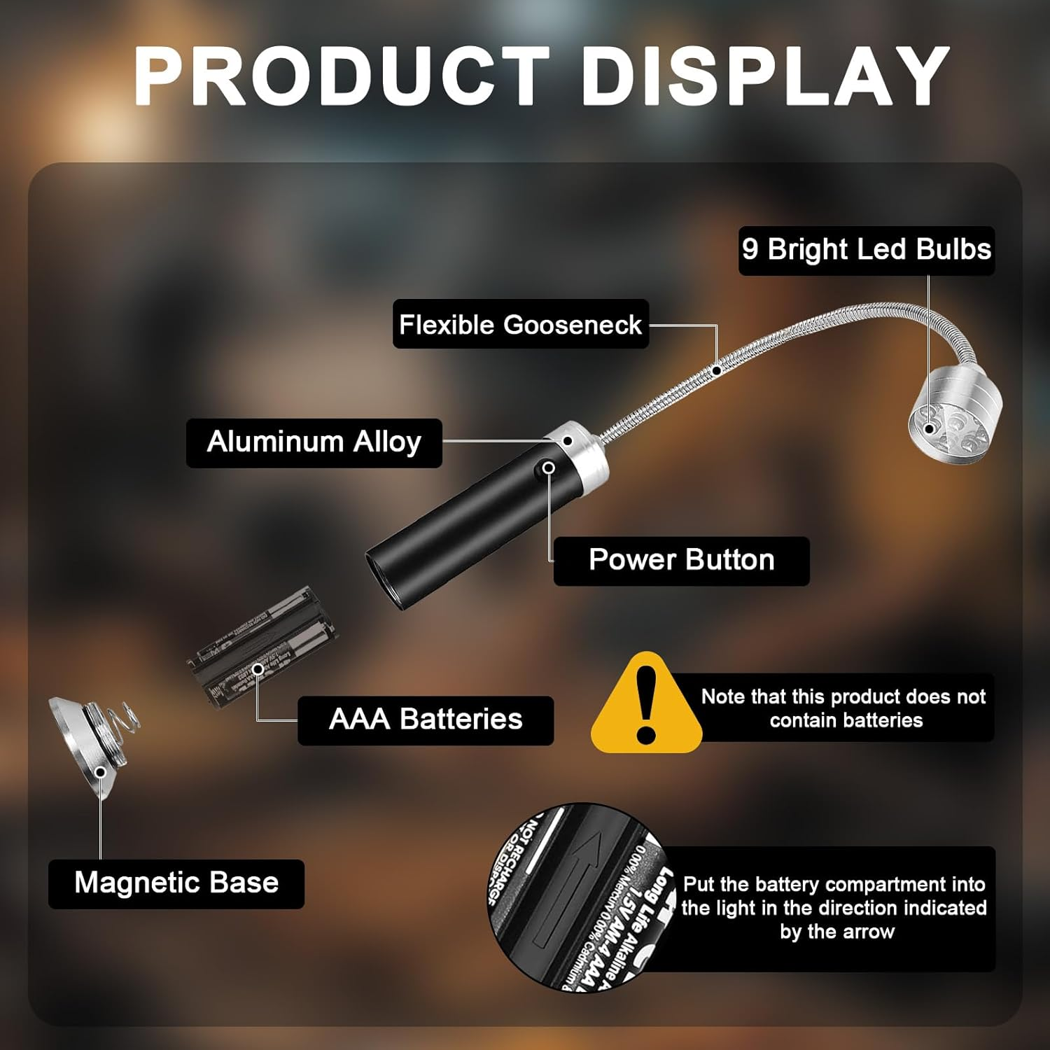 Magnetic Barbecue Grill Light - 2 Pack LED BBQ Light, 360&deg; Flexible Gooseneck, Ultra-Bright, Weather Resistant, Adjustable for Gas/Charcoal/Electric Grills image number 1