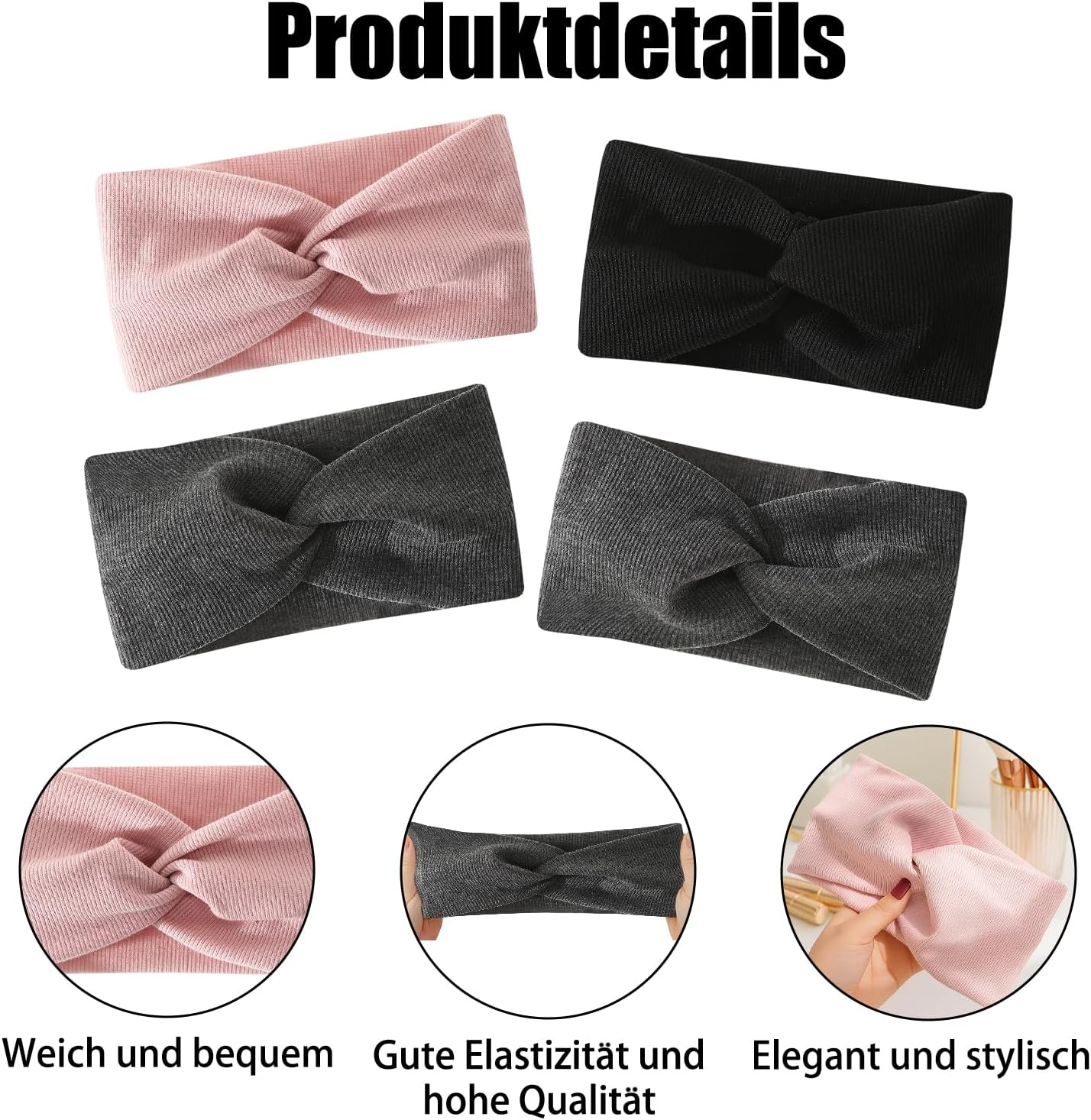 4 X Women'S Headbands, Breathable Headbands for Summer, Can Be Used as a Christmas Gift, for Women, Elastic Hair Bands for Yoga and Everyday Sports Scenes image number 4