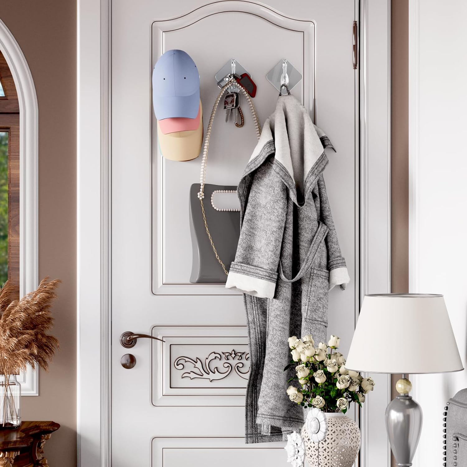 Coat Hooks Wall Mounted - 10 Pack 15Lb(Max Large Heavy Duty Wall Hook for Single Hanging Coats Towel Cubicle Classroom Kitchen Bath Backpack Hat Hook image number 4