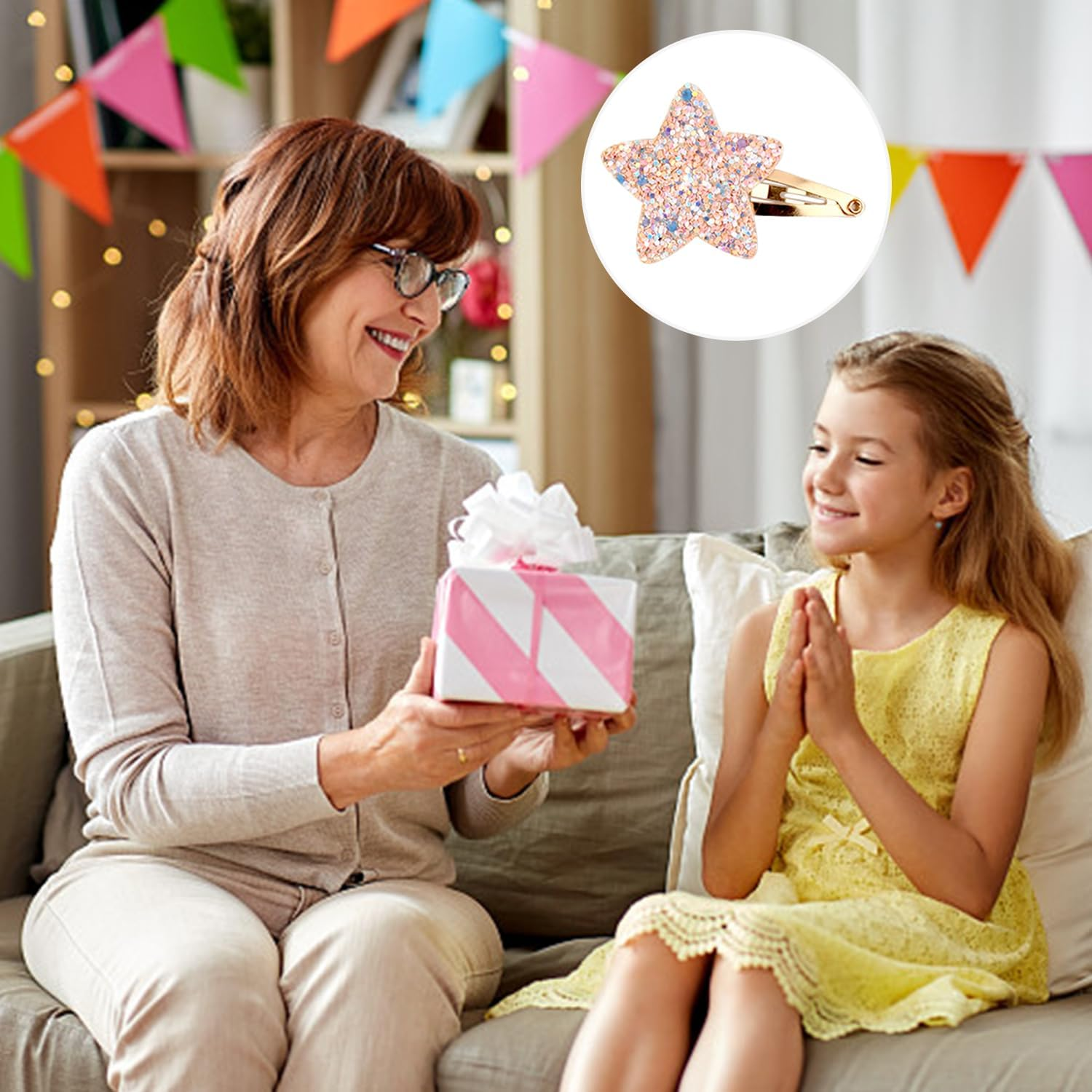 Pack of 12 Star Sequin Hair Clips, Eye-Catching Design, Unique Star Shape, Suitable for Hair Decoration, Multiple Colour Options, Suitable for Daily Use and Parties. image number 4