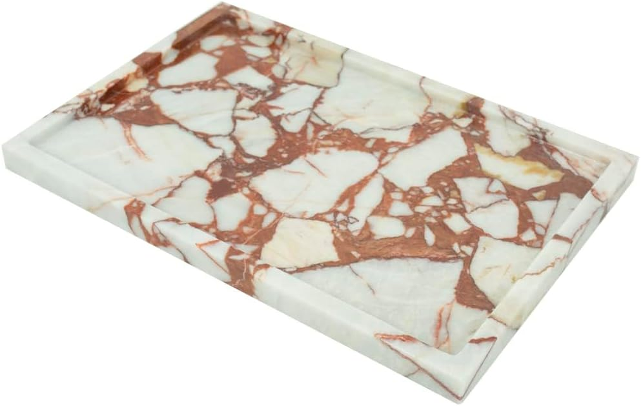 Real Luxurious Natural Marble Vanity Tray Genuine Storage for Home Decor Stone Bathroom/Kitchen/Vanity/Dresser Non-Resin