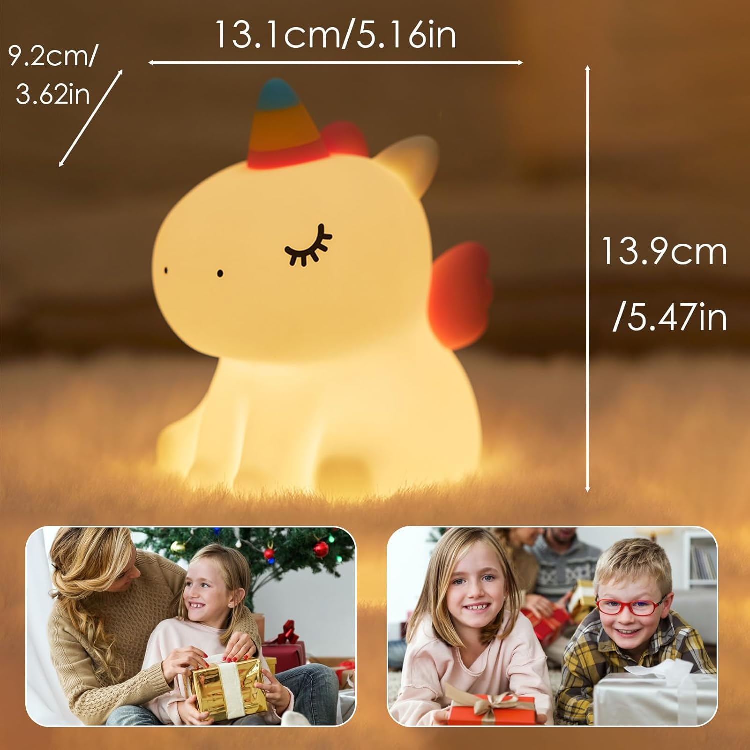 Kids Night Light for Bedroom,Cute Duck Decor Lights Touch Lamp,Gift Rechargeable Nightlight,Anime Night Lamps, Funny Gifts USB Portable Wireless Dimmable Ducks Feeding Bed Lamp (Unicorn) image number 5