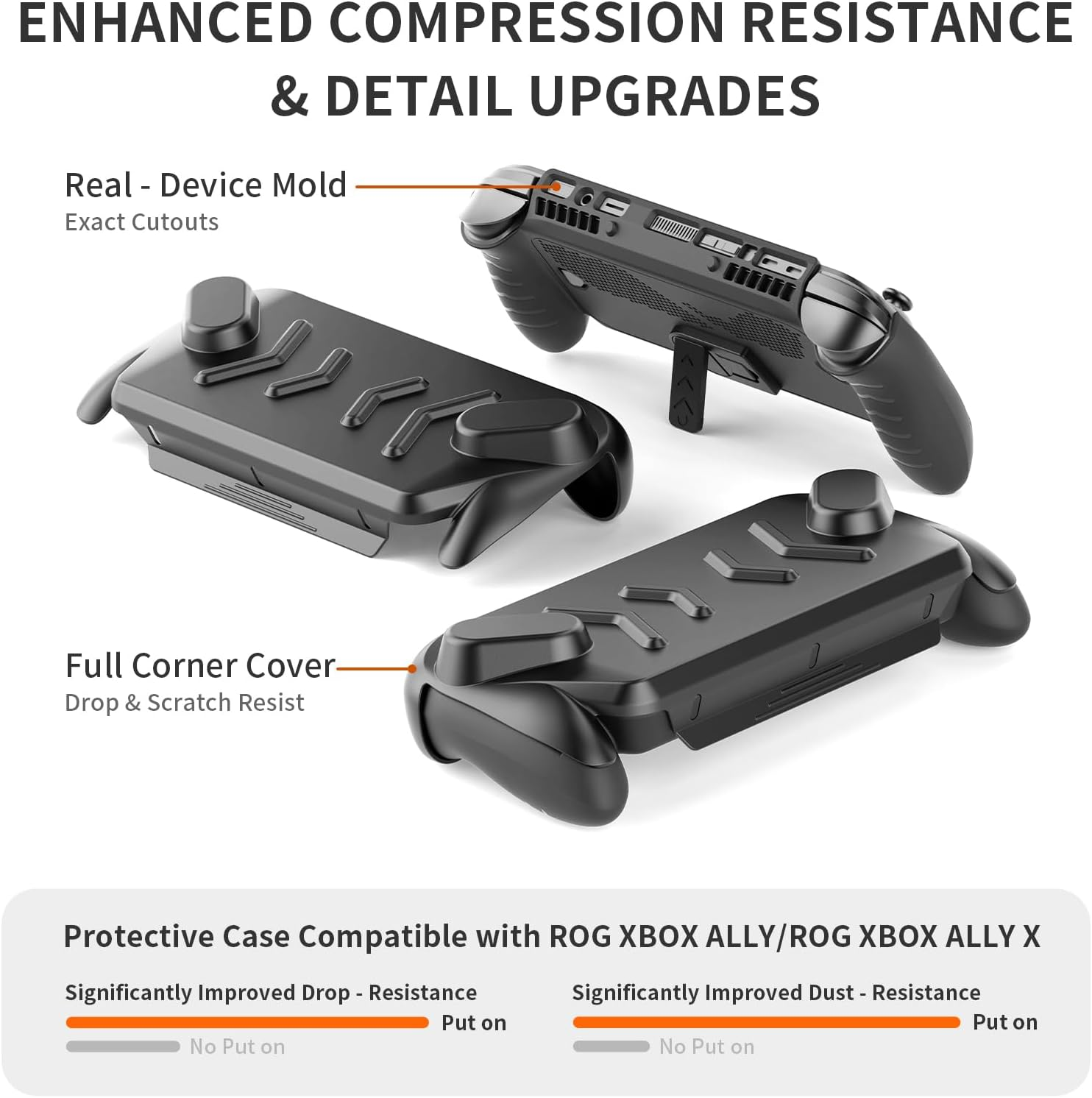 EJGAME Full Protective Case Cover Compatible with ASUS ROG Xbox Ally/Ally X,Protective Case with Detachable Front Shell,Frosted Anti-Slip Handheld Design-Black image number 3