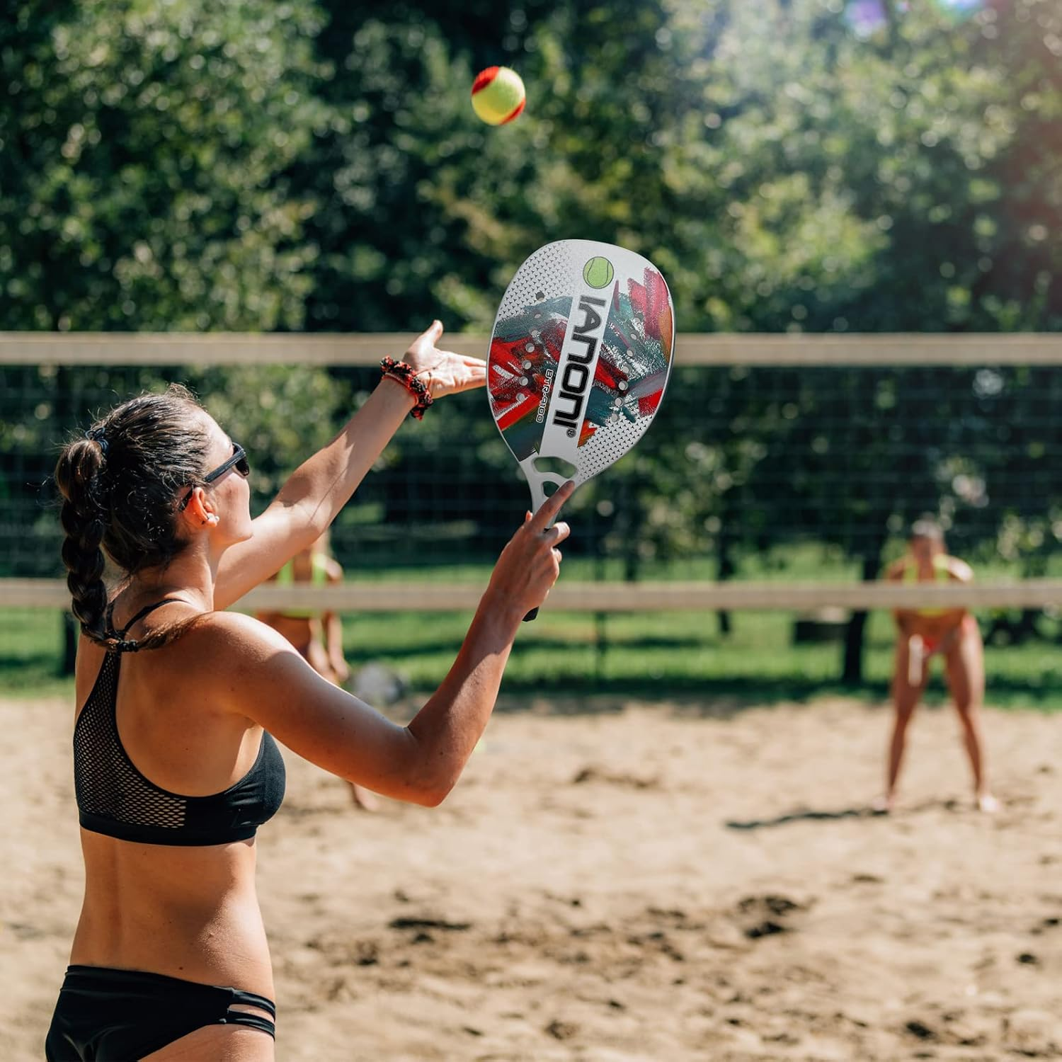 Beach Tennis Paddle Beach Tennis Racket Carbon Fiber with EVA Memory Foam Core Tennis Paddles - 9100-Black image number 5