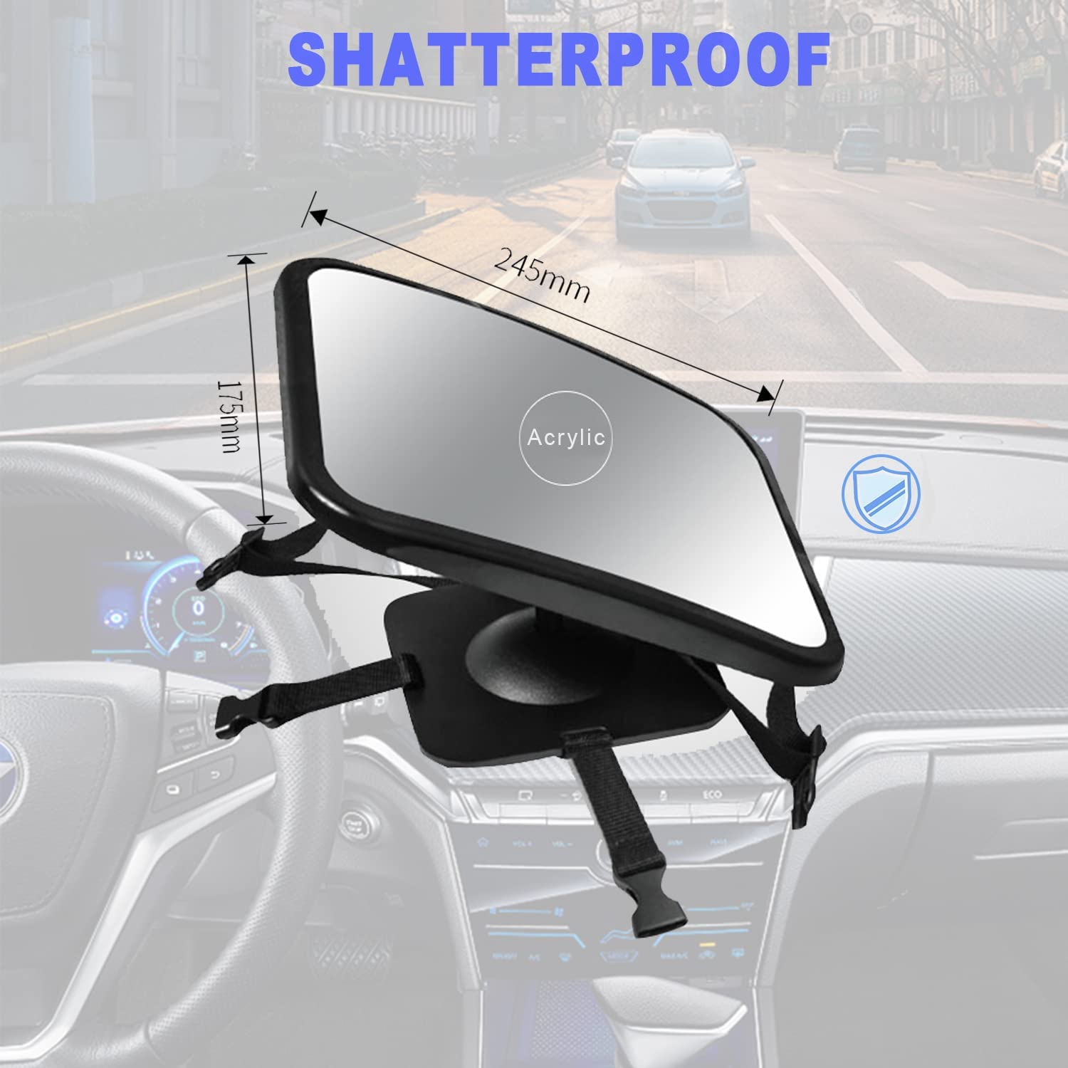ACEBON Baby Mirror for Car, Backseat Unbreakable Acrylic Mirror, Crystal Clear View of Infant in Rear Facing Car Seat, Safe and Secure image number 1