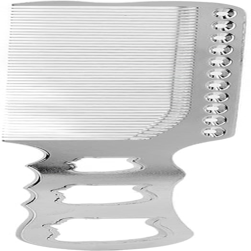 Metal Hair Comb, Aluminium Fine Tooth Hair Cutting Comb Flat Top Clipper Comb Hairdressing Comb for Professional Stylists and Hairdressers (Silver) image number 4