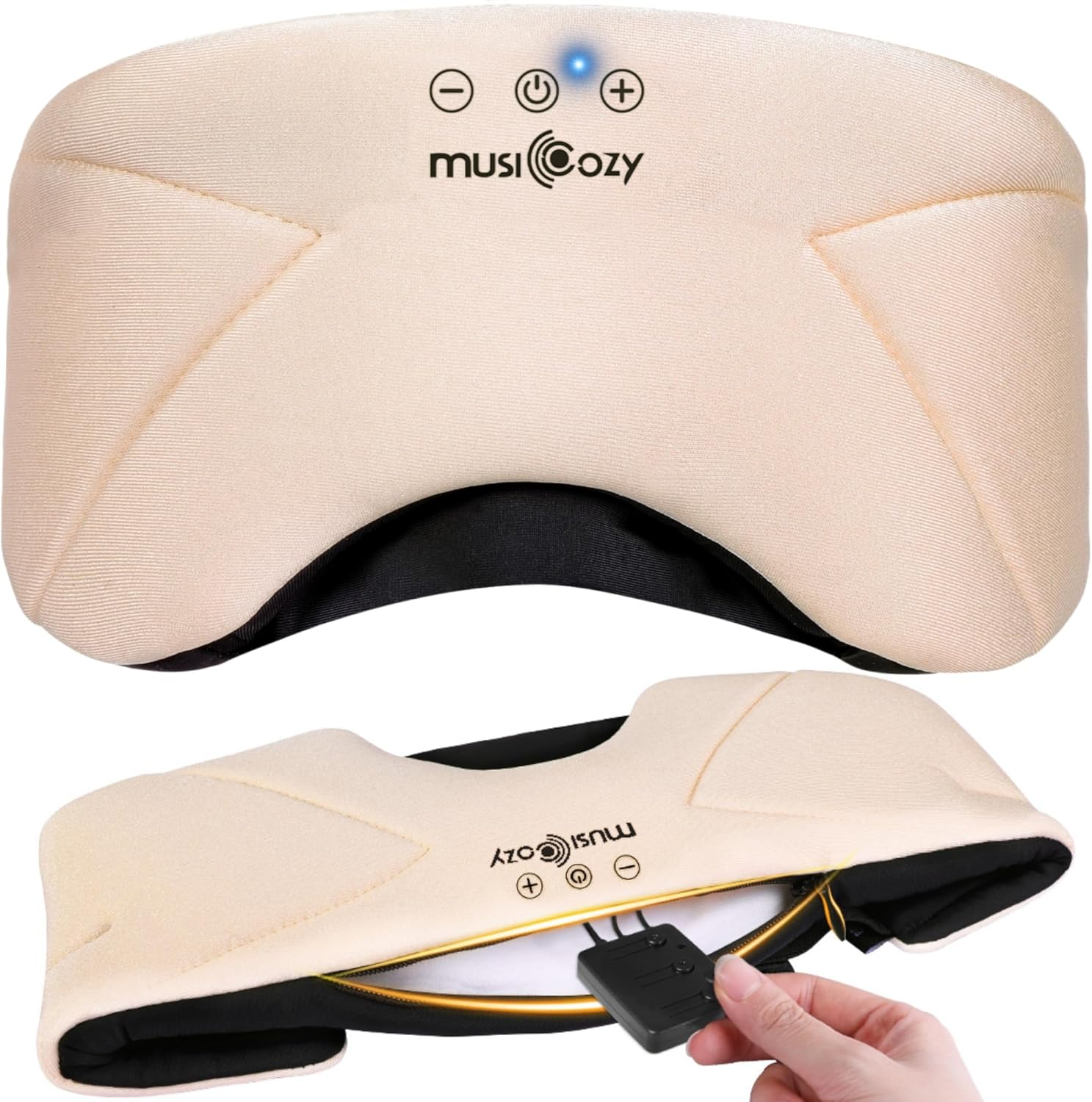 MUSICOZY Bluetooth Sleep Headphones 5.4, Wireless Over-Ear Headphones with Built-In HD Stereo Speakers, Cooling Eye Mask Design, 14H Playtime, Washable, for Side Sleepers, Travel & Relaxation